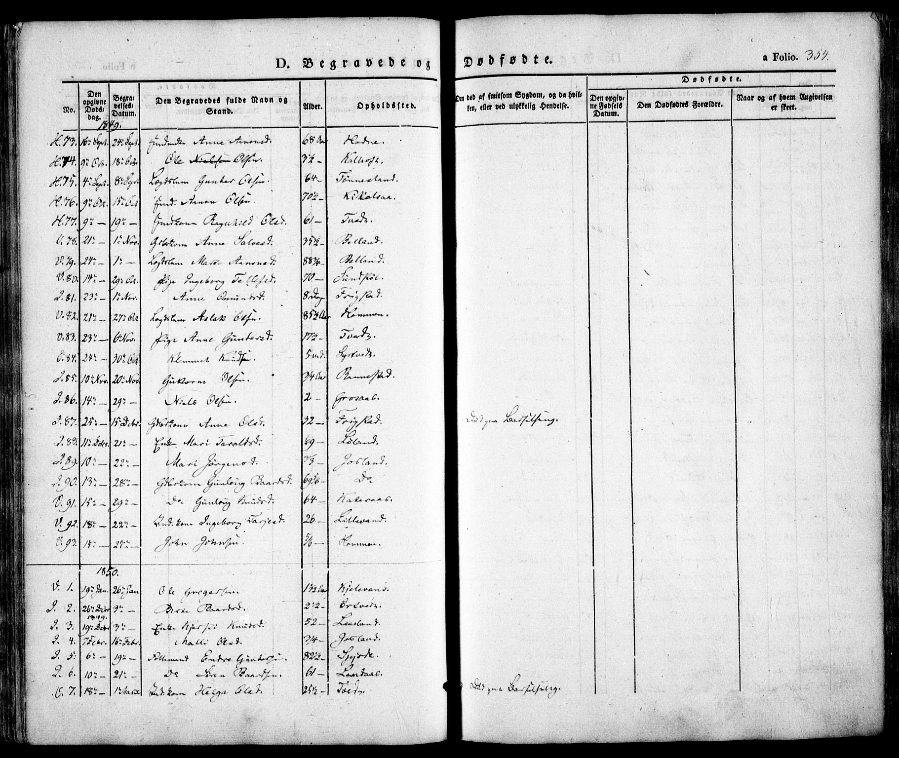 Evje sokneprestkontor, AV/SAK-1111-0008/F/Fa/Faa/L0005: Parish register (official) no. A 5, 1843-1865, p. 354