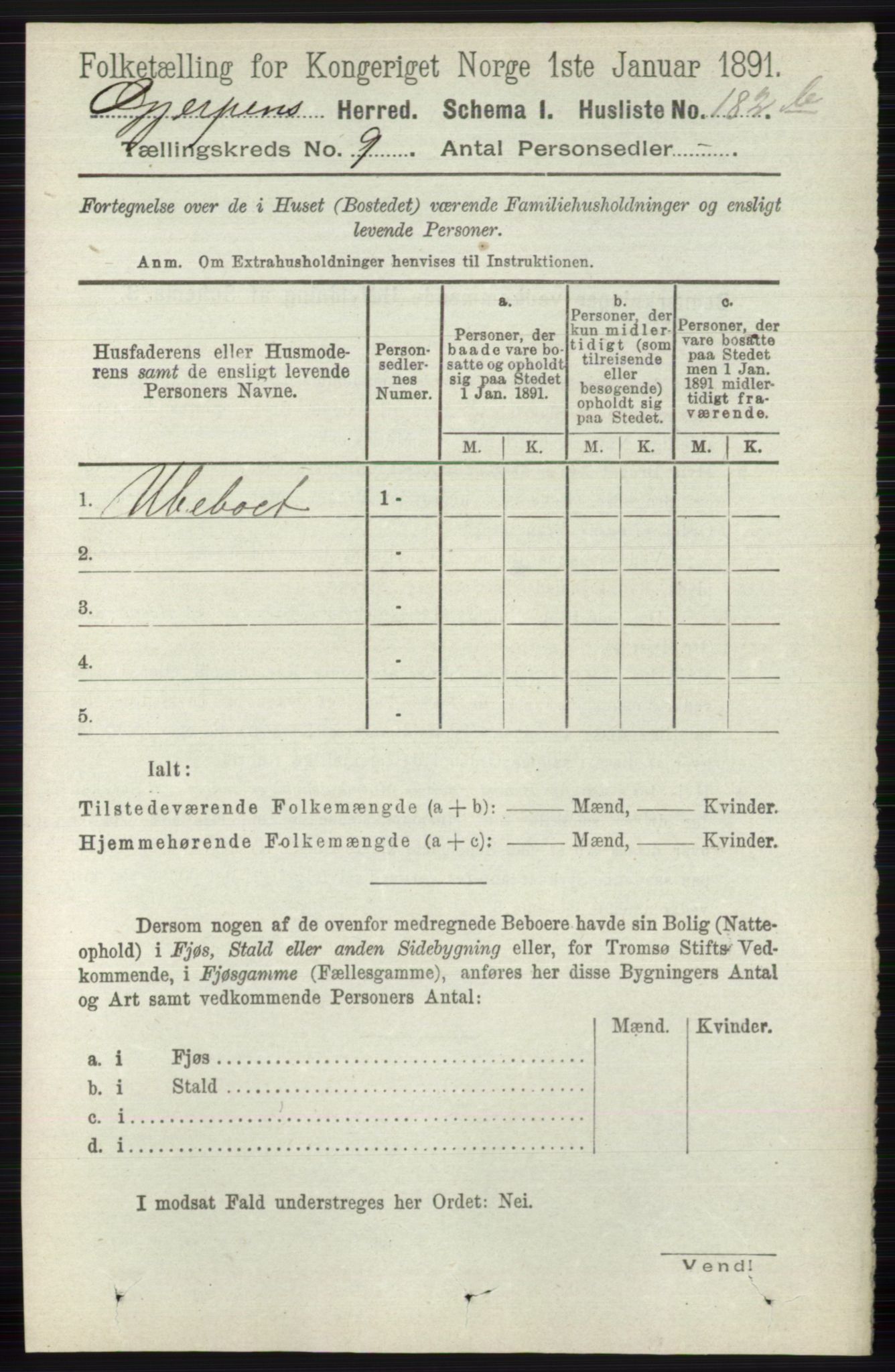 RA, 1891 census for 0812 Gjerpen, 1891, p. 4965