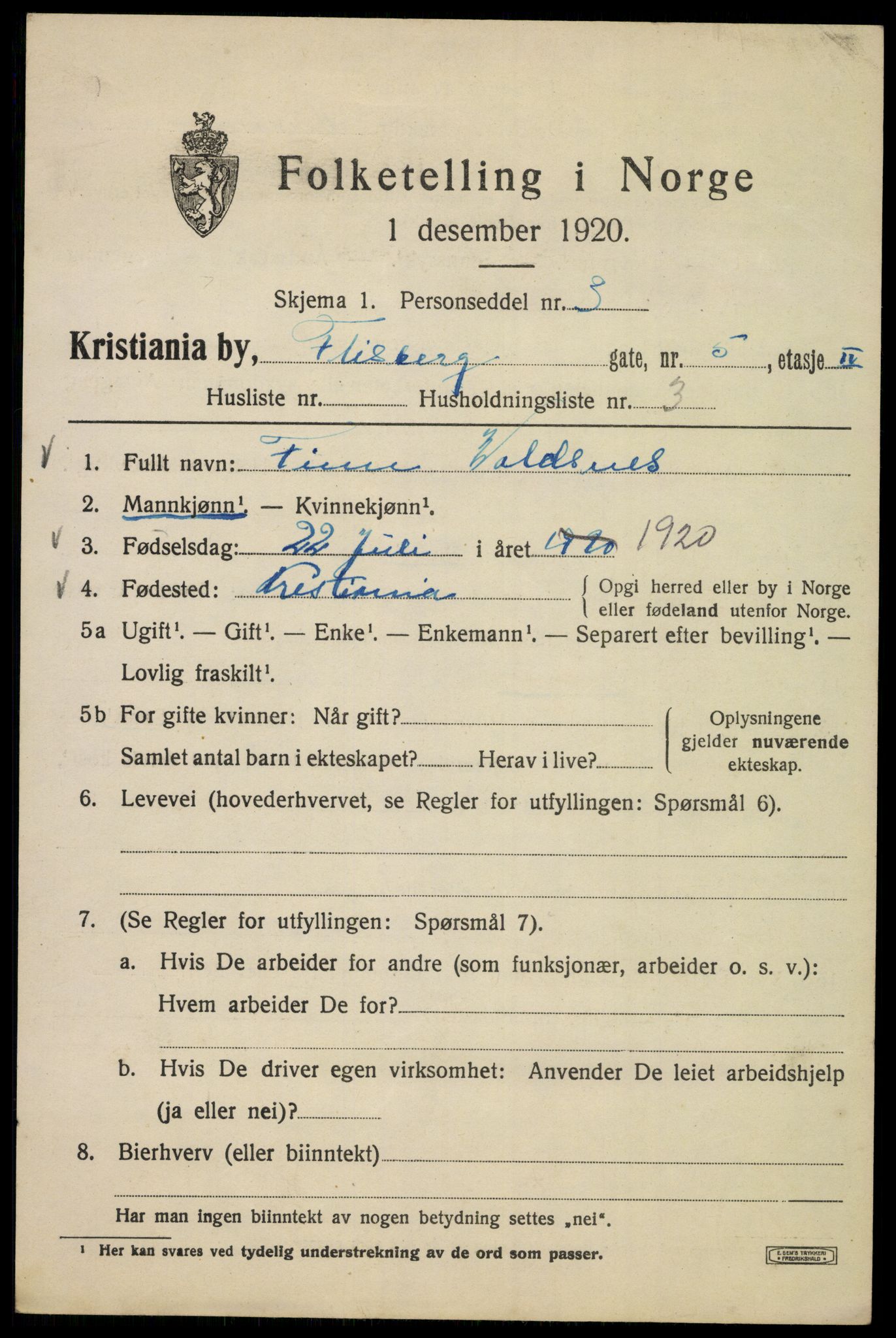 SAO, 1920 census for Kristiania, 1920, p. 230023