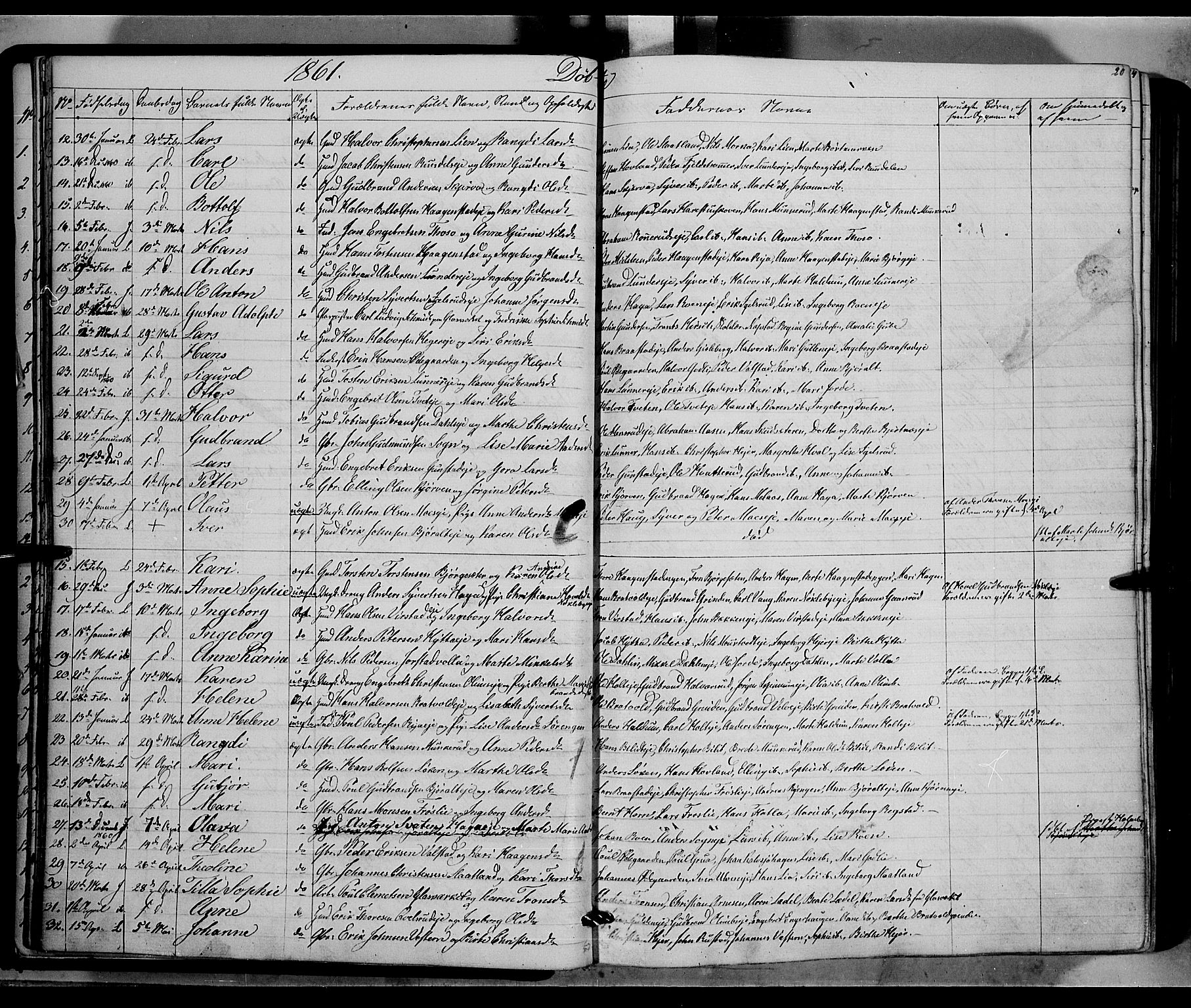 Jevnaker prestekontor, SAH/PREST-116/H/Ha/Haa/L0007: Parish register (official) no. 7, 1858-1876, p. 20
