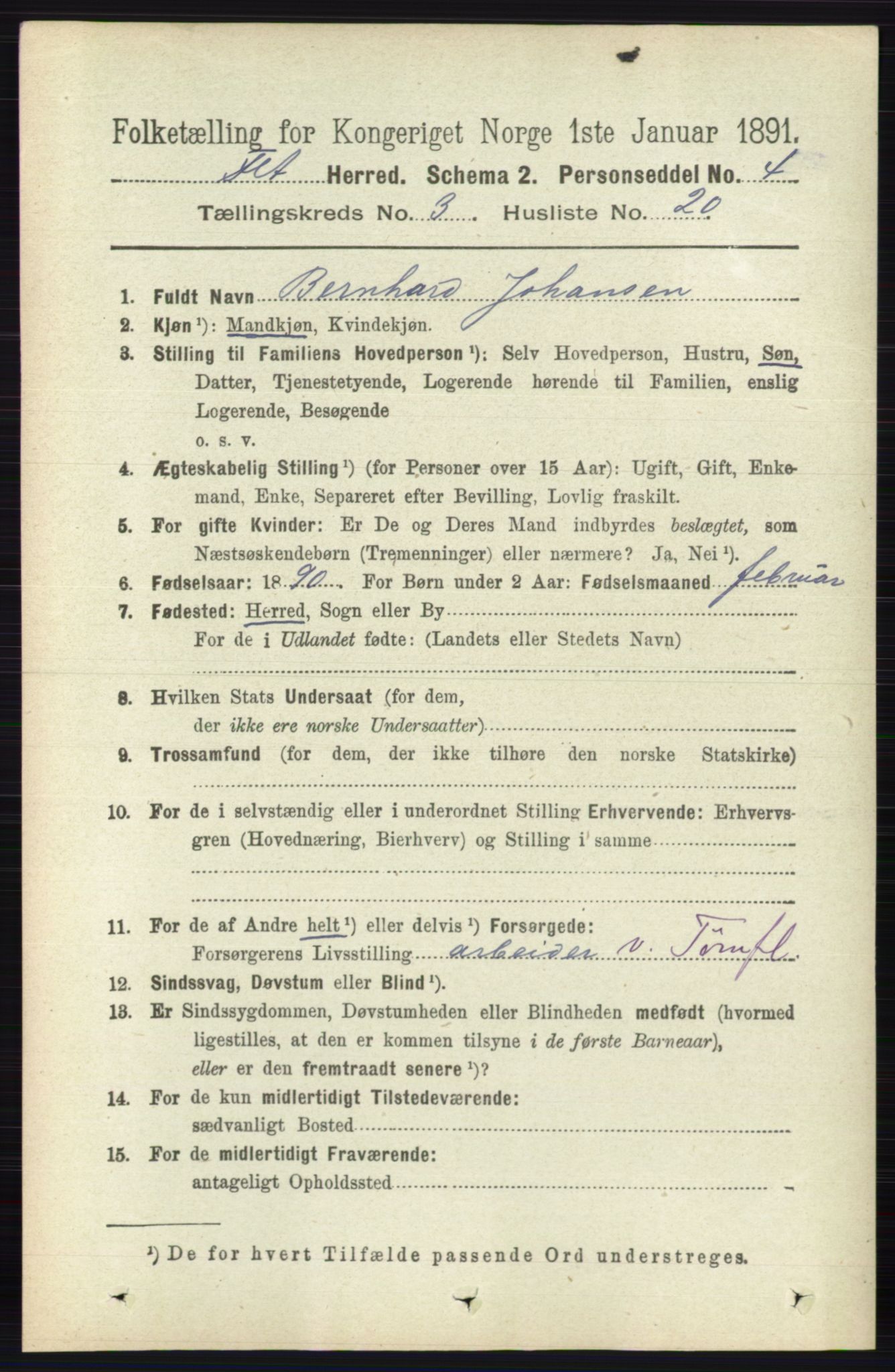 RA, 1891 census for 0227 Fet, 1891, p. 981