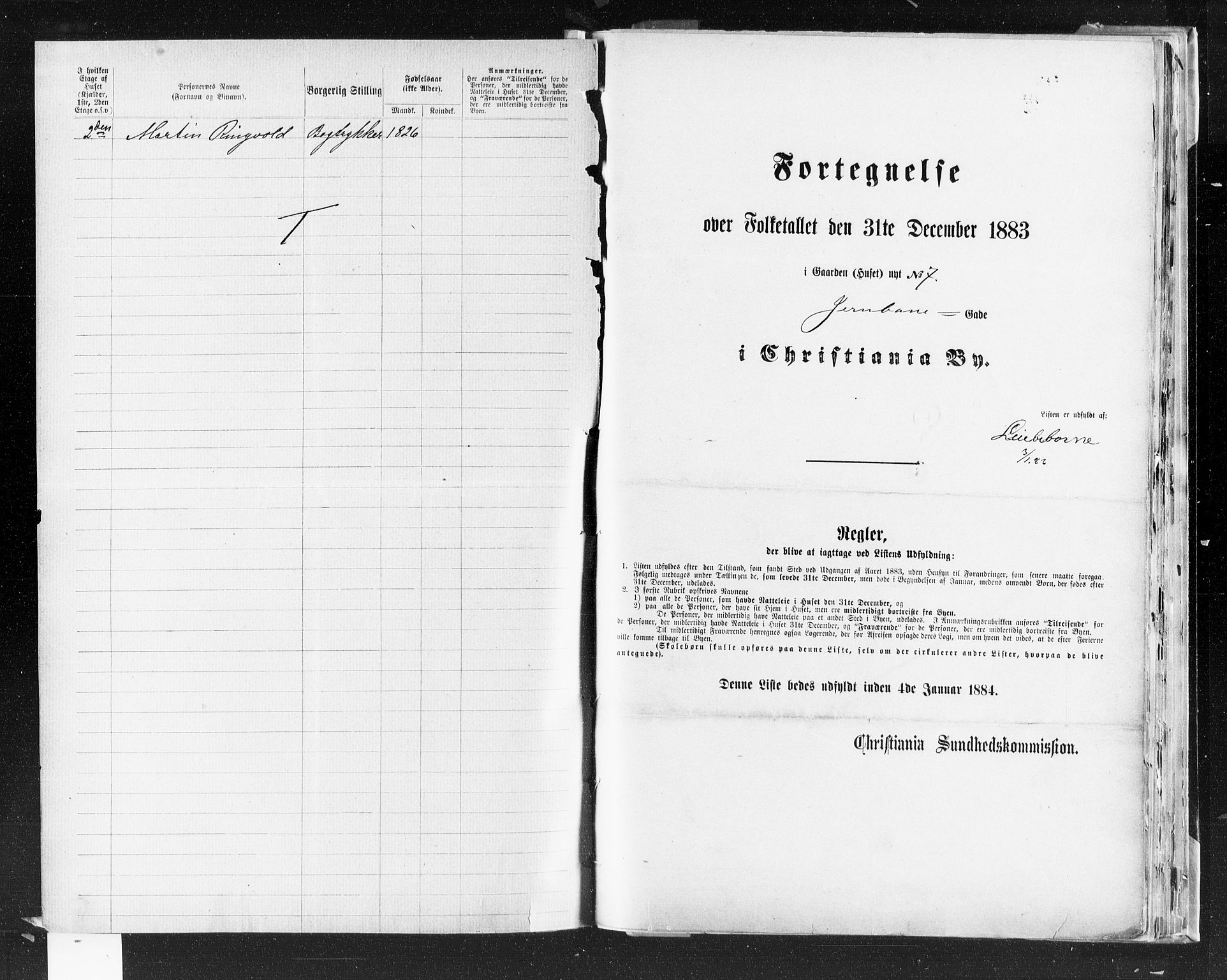 OBA, Municipal Census 1883 for Kristiania, 1883, p. 1953