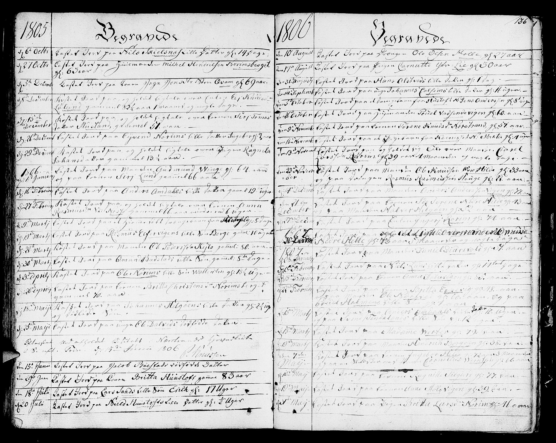 Nedstrand sokneprestkontor, SAST/A-101841/01/IV: Parish register (official) no. A 5, 1795-1816, p. 136