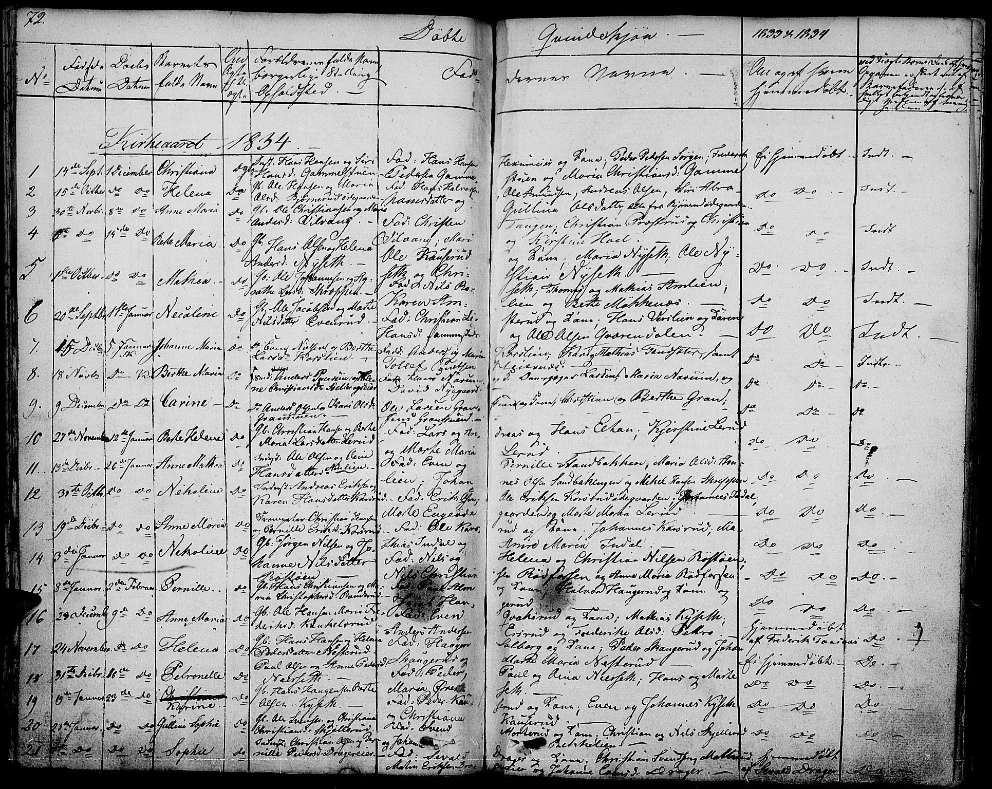 Vestre Toten prestekontor, AV/SAH-PREST-108/H/Ha/Haa/L0002: Parish register (official) no. 2, 1825-1837, p. 72