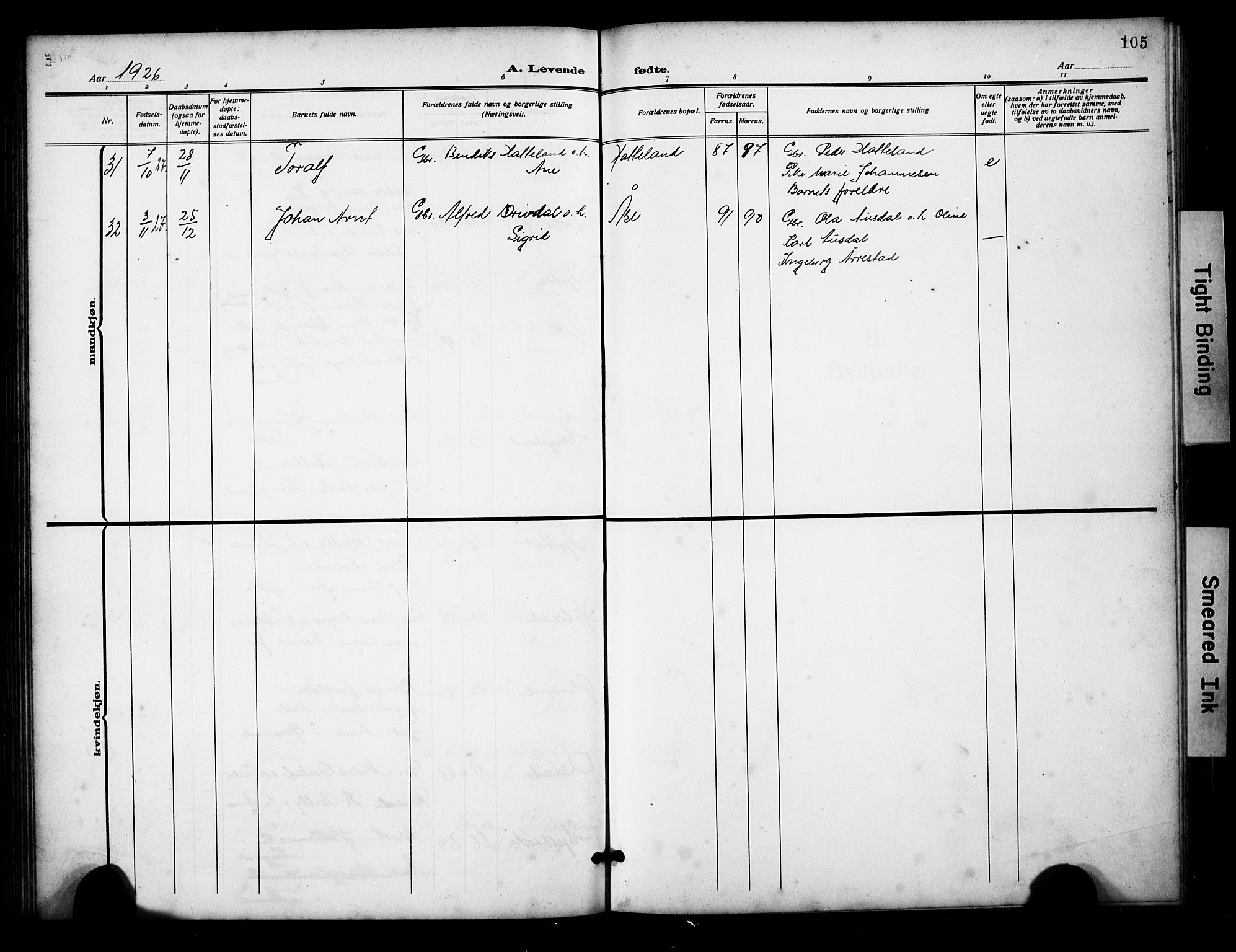 Klepp sokneprestkontor, AV/SAST-A-101803/001/3/30BB/L0007: Parish register (copy) no. B 7, 1908-1934, p. 105