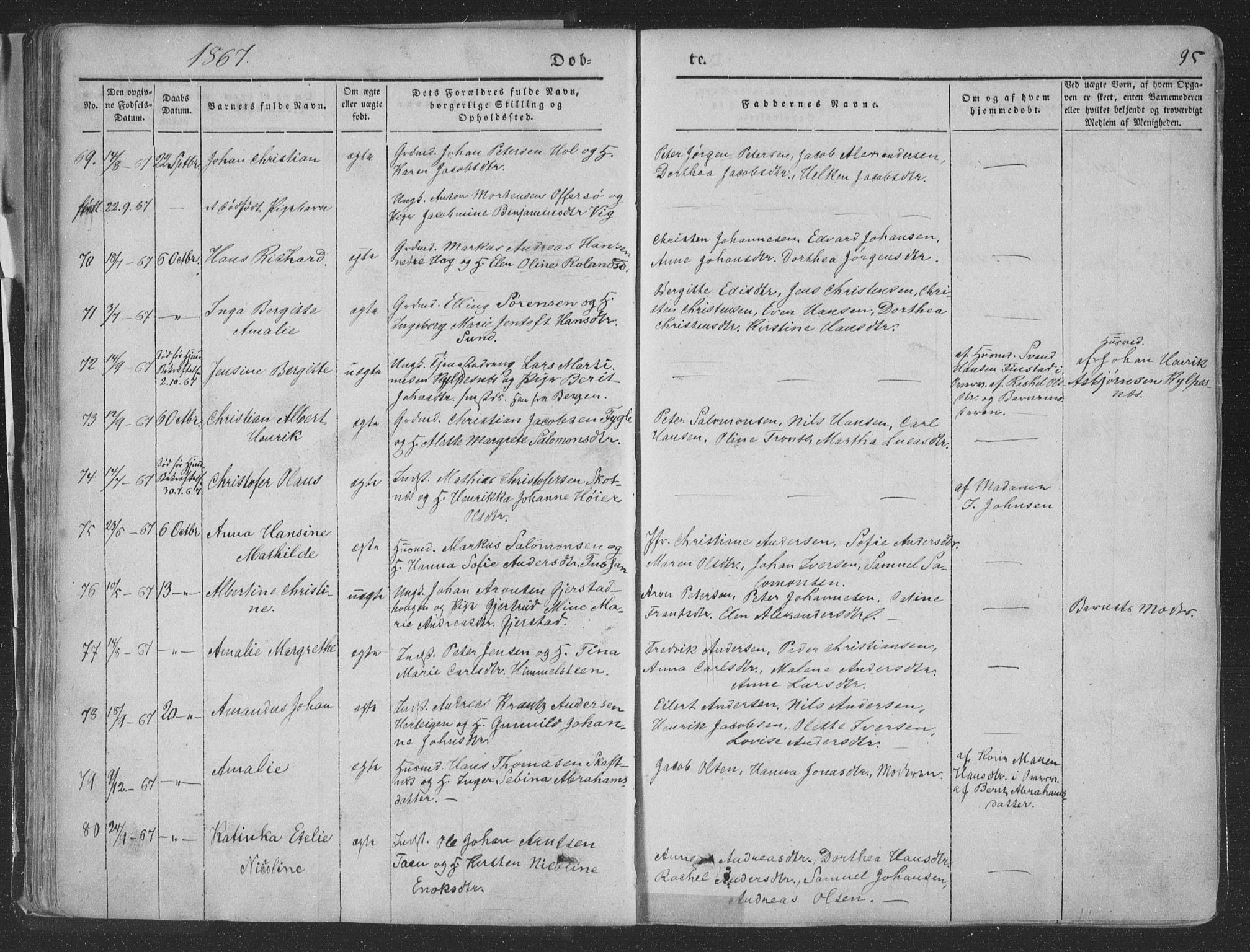 Ministerialprotokoller, klokkerbøker og fødselsregistre - Nordland, AV/SAT-A-1459/881/L1165: Parish register (copy) no. 881C02, 1854-1876, p. 95