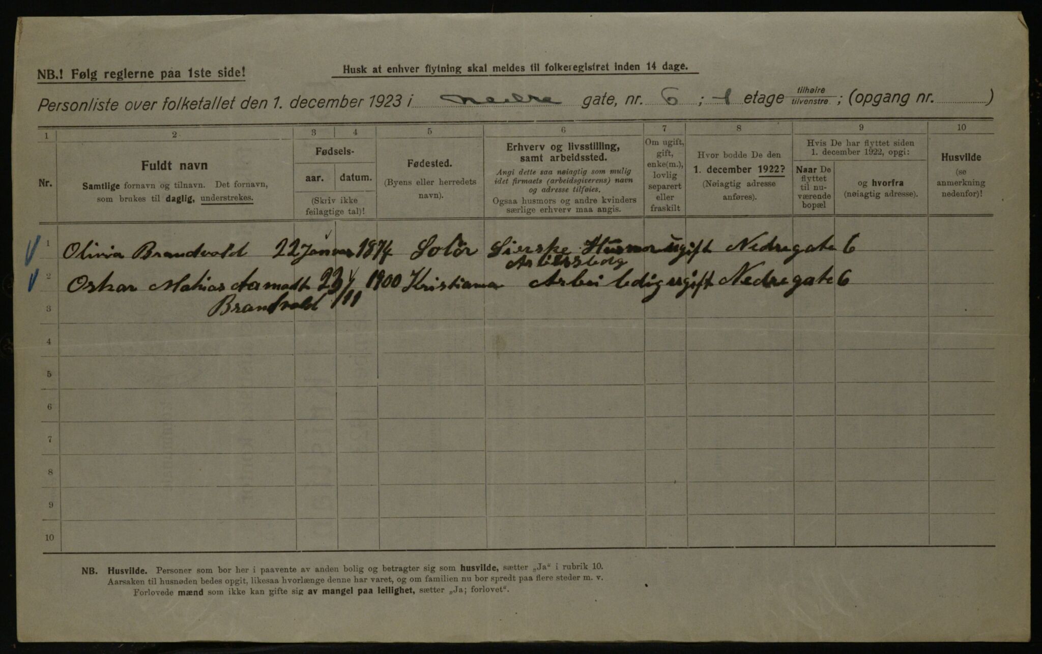 OBA, Municipal Census 1923 for Kristiania, 1923, p. 76161