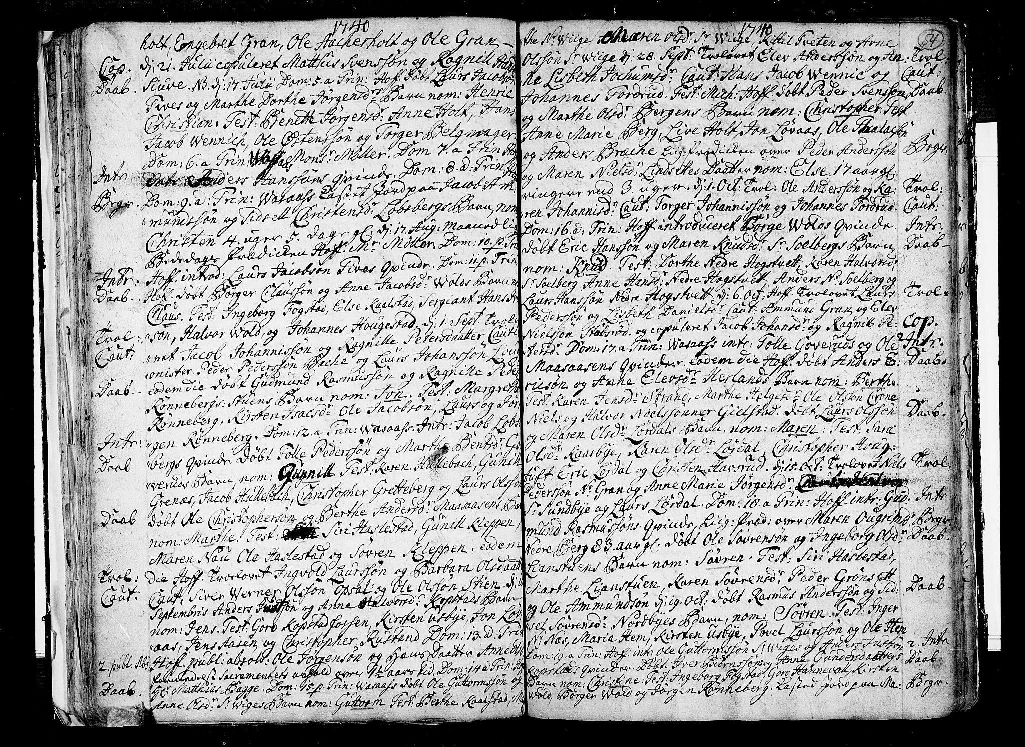 Hof kirkebøker, AV/SAKO-A-64/F/Fa/L0001: Parish register (official) no. I 1, 1704-1745, p. 54