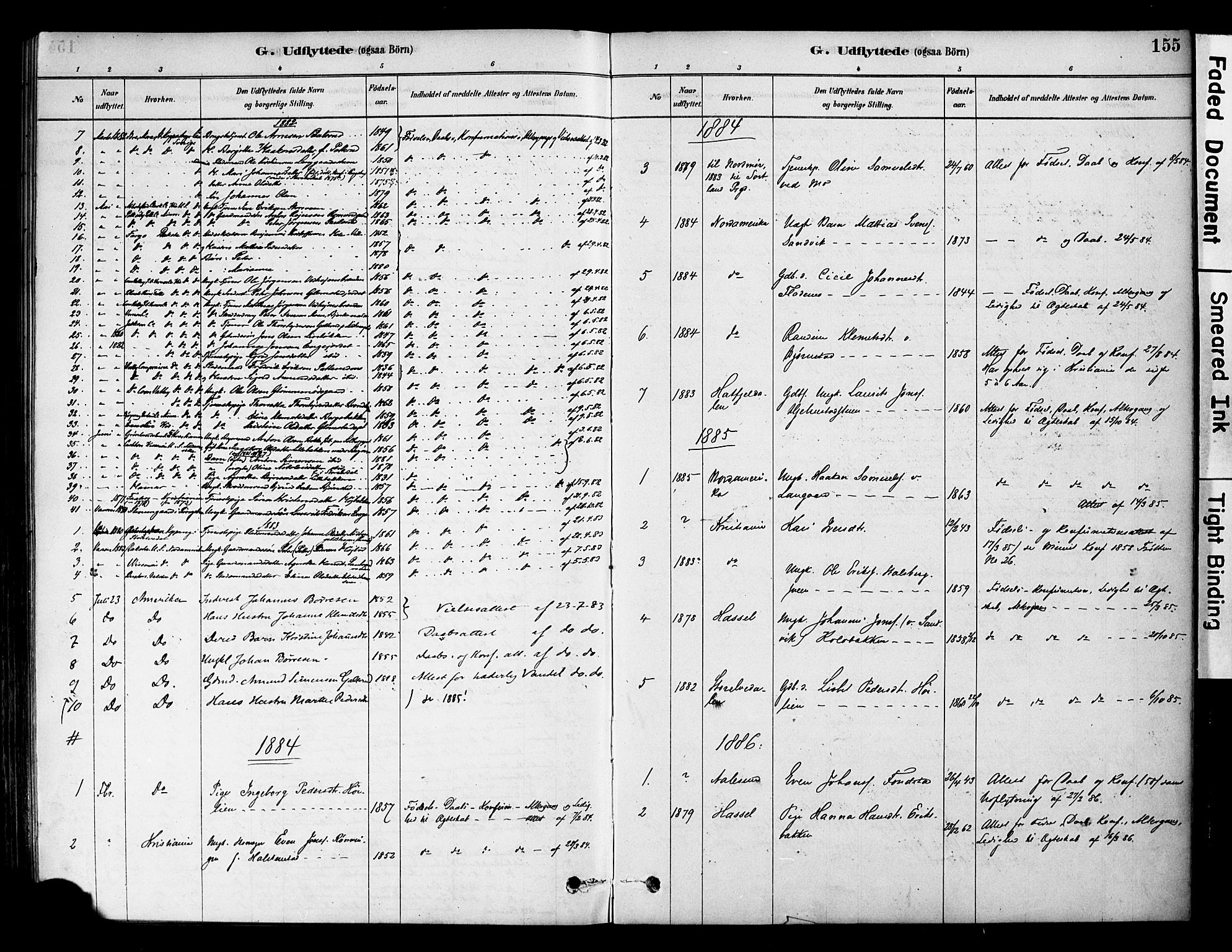 Øyer prestekontor, SAH/PREST-084/H/Ha/Haa/L0009: Parish register (official) no. 9, 1878-1893, p. 155