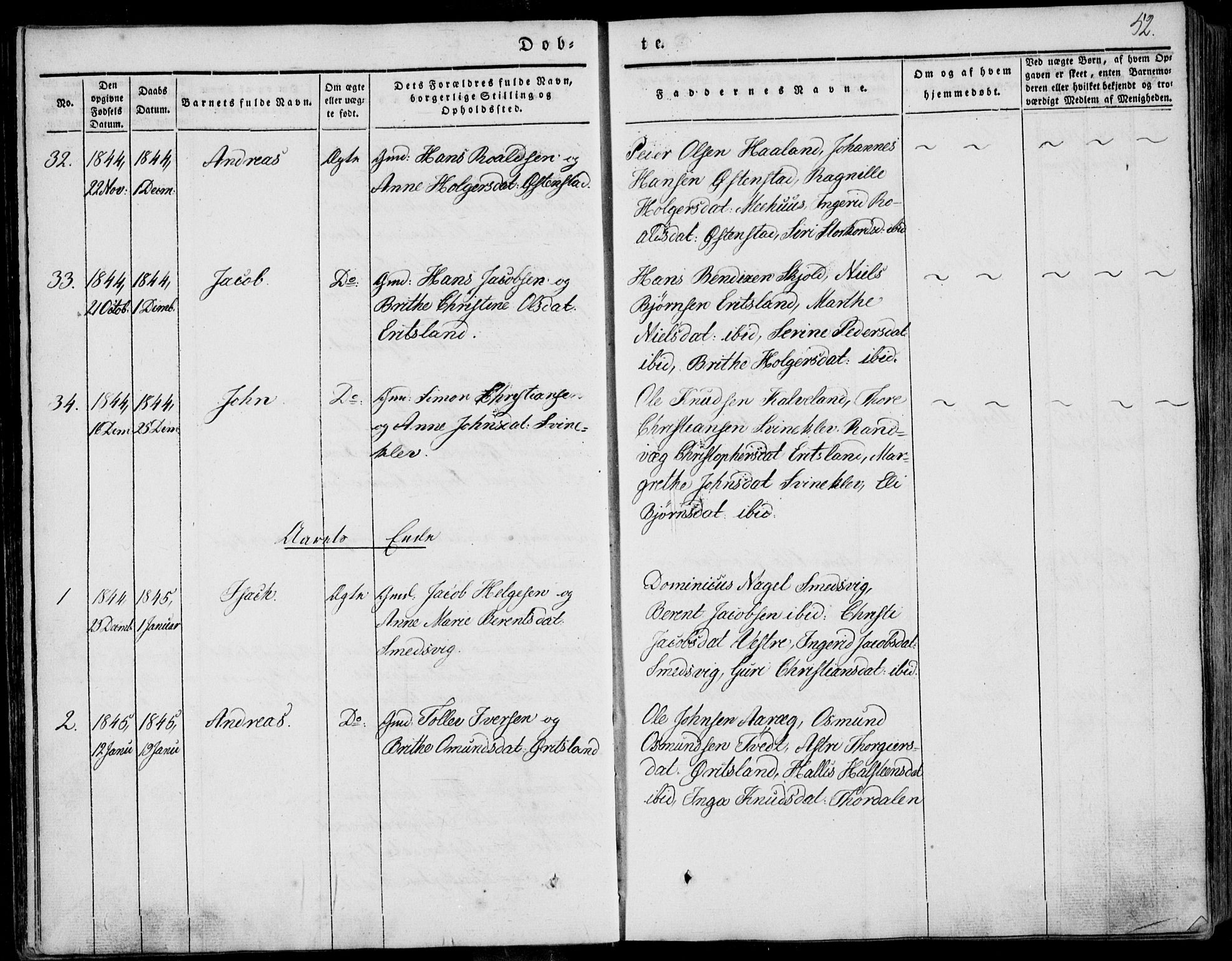 Skjold sokneprestkontor, AV/SAST-A-101847/H/Ha/Haa/L0006: Parish register (official) no. A 6.1, 1835-1858, p. 52