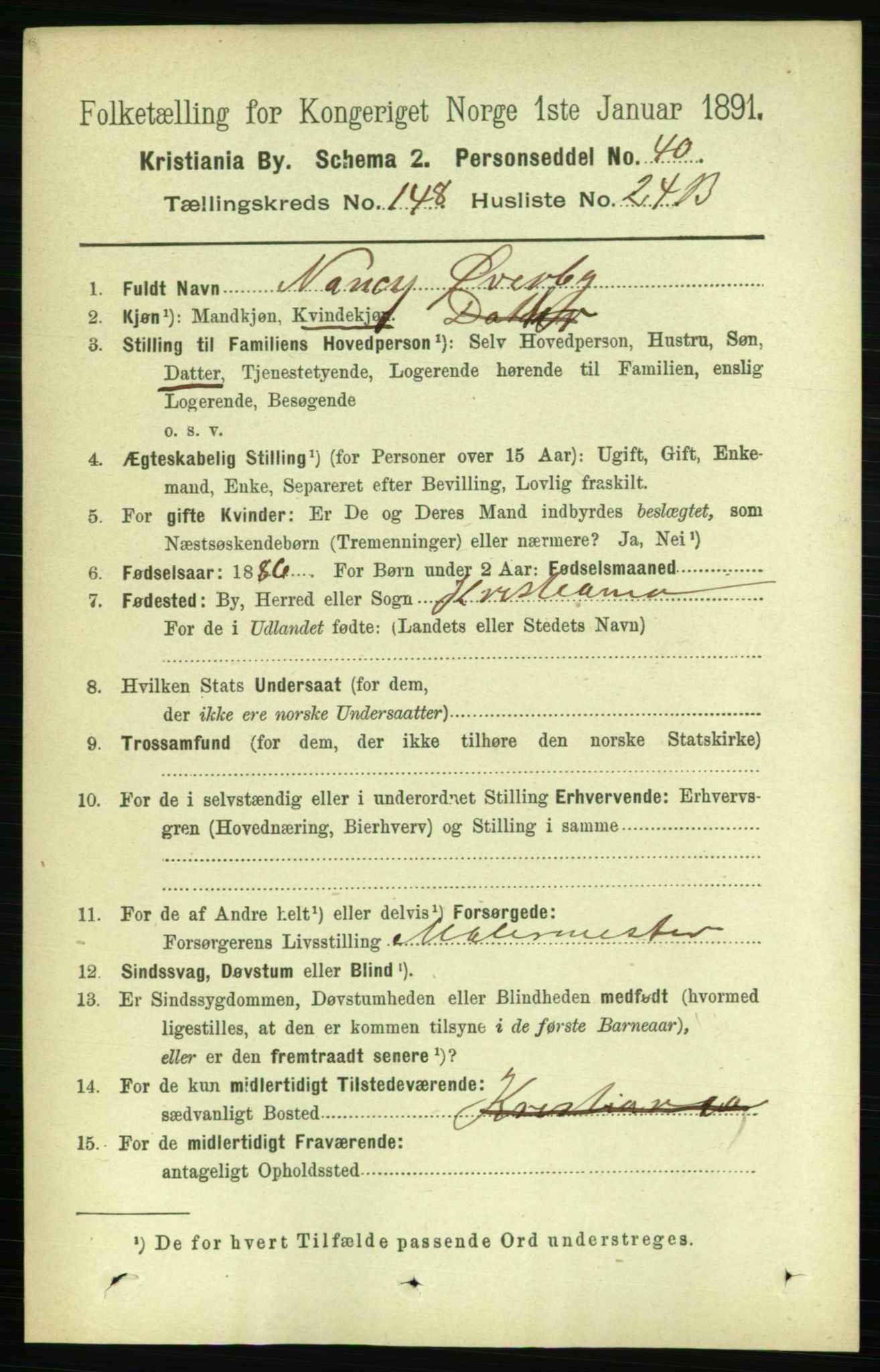 RA, 1891 census for 0301 Kristiania, 1891, p. 82709