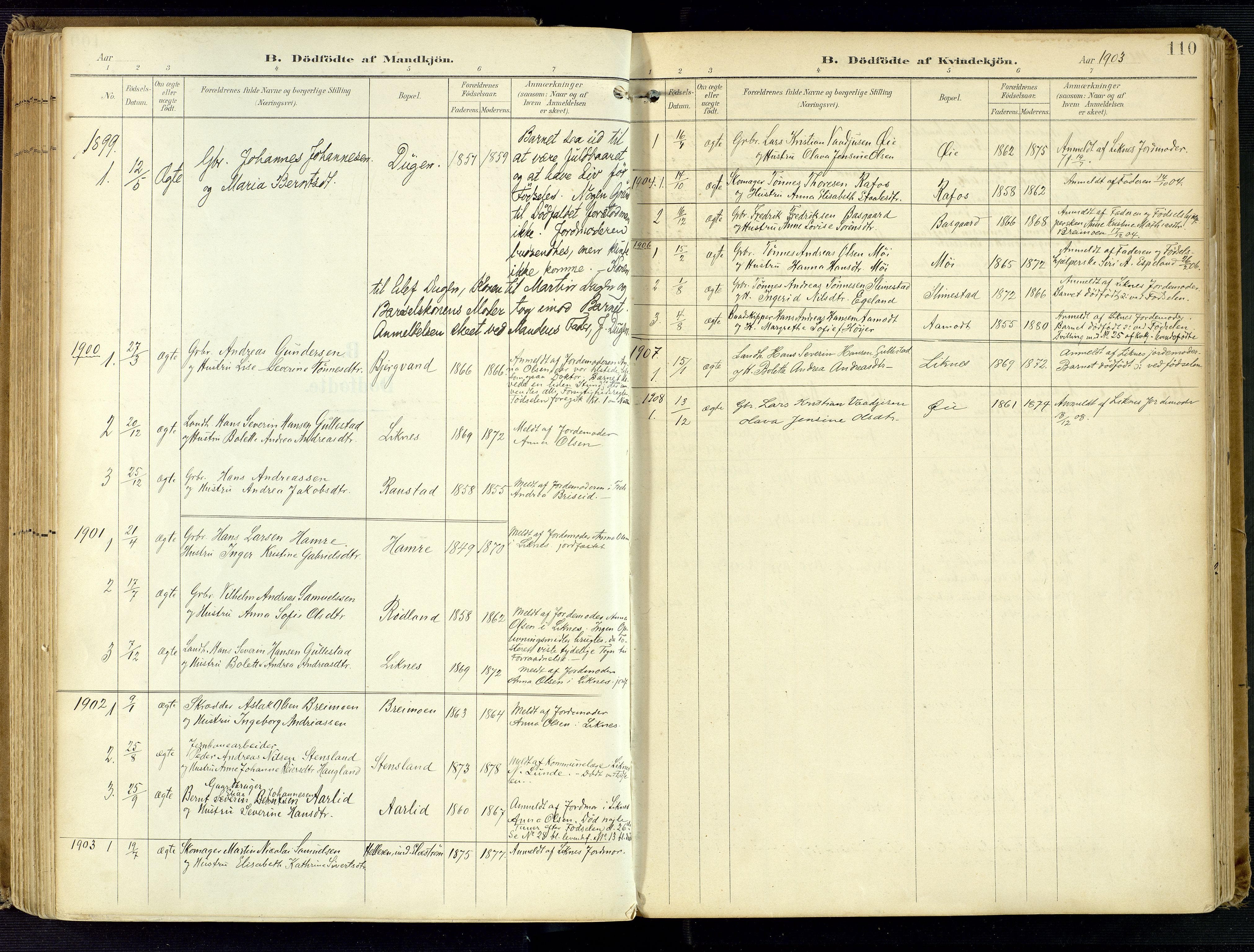 Kvinesdal sokneprestkontor, SAK/1111-0026/F/Fa/Fab/L0009: Parish register (official) no. A 9, 1898-1915, p. 110