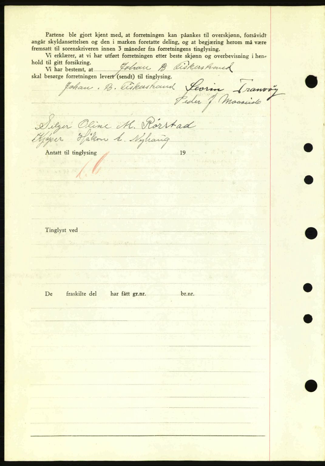 Nordre Sunnmøre sorenskriveri, AV/SAT-A-0006/1/2/2C/2Ca: Mortgage book no. A13, 1942-1942, Diary no: : 827/1942