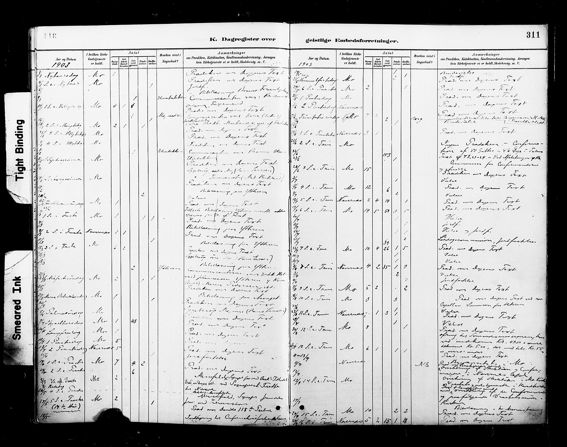 Ministerialprotokoller, klokkerbøker og fødselsregistre - Nordland, AV/SAT-A-1459/827/L0401: Parish register (official) no. 827A13, 1887-1905, p. 311