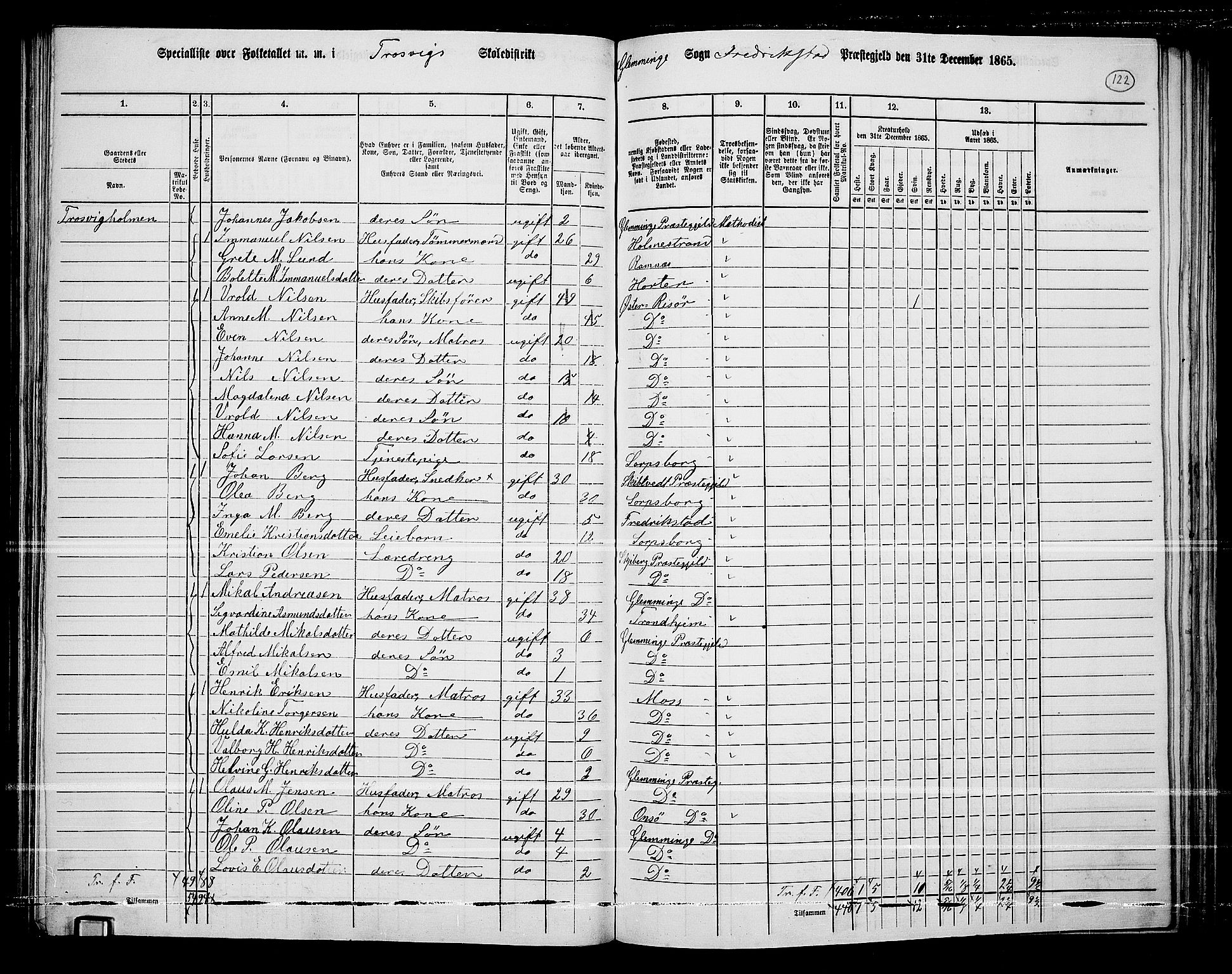 RA, 1865 census for Fredrikstad/Glemmen, 1865, p. 118