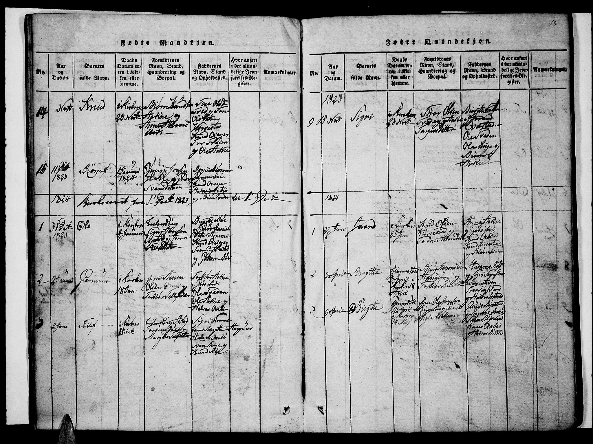 Valle sokneprestkontor, AV/SAK-1111-0044/F/Fb/Fbc/L0001: Parish register (copy) no. B 1 /1, 1816-1829, p. 18