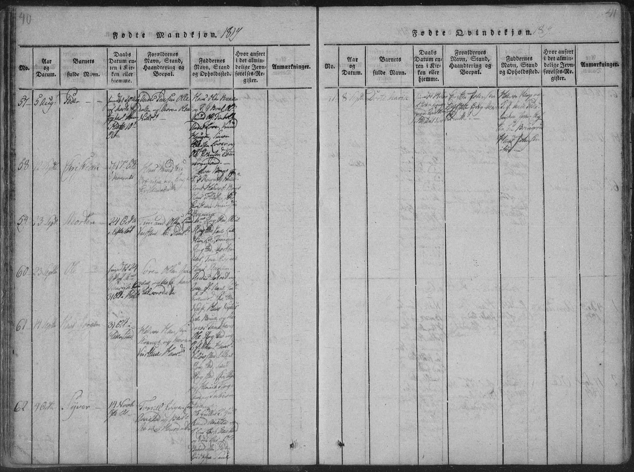 Sandsvær kirkebøker, SAKO/A-244/F/Fa/L0004: Parish register (official) no. I 4, 1817-1839, p. 40-41