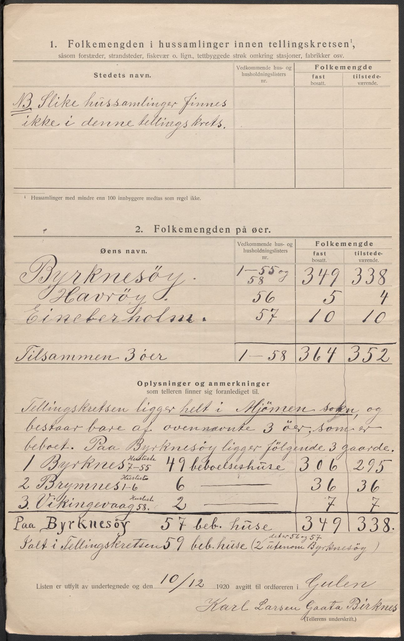 SAB, 1920 census for Gulen, 1920, p. 48