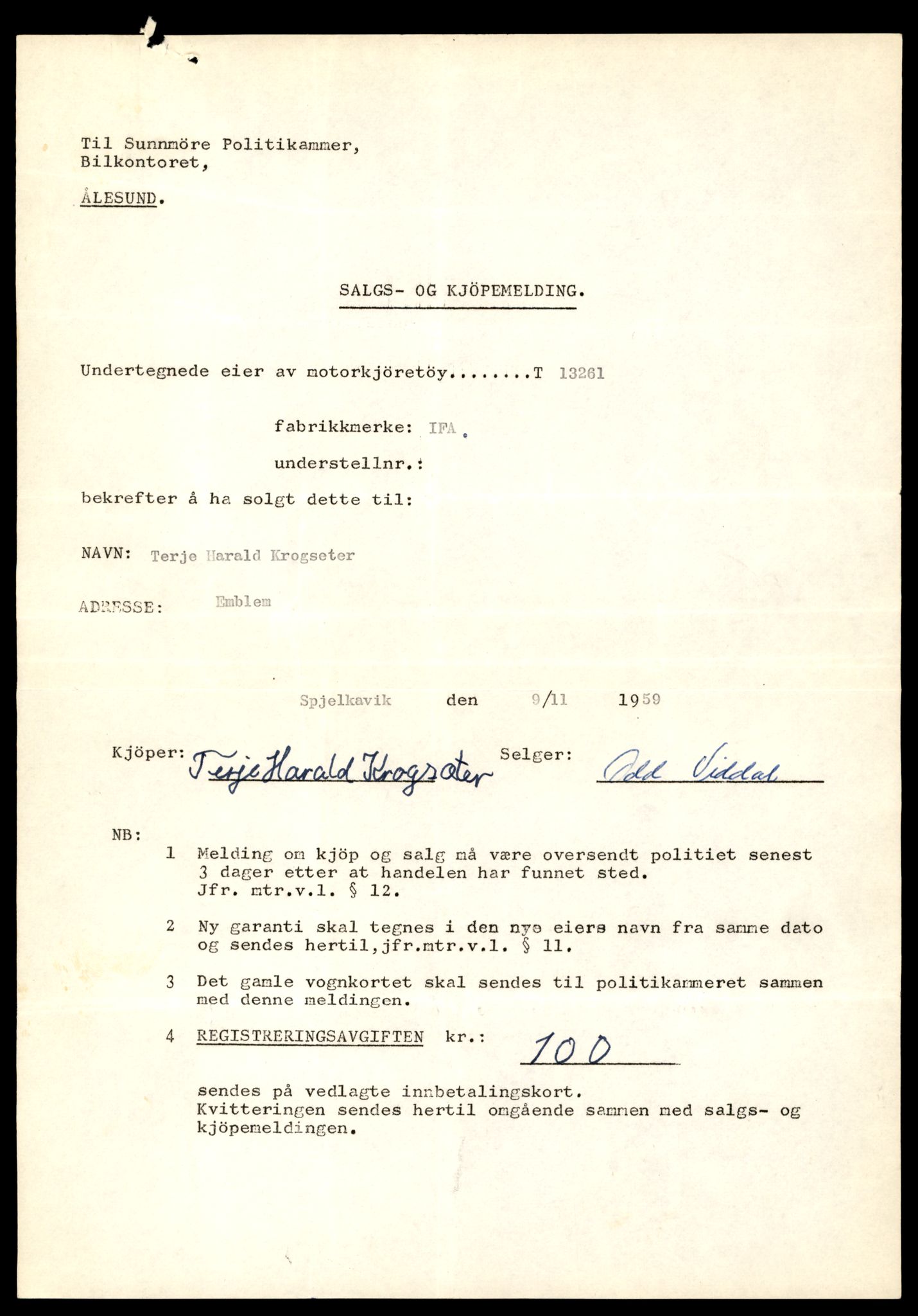 Møre og Romsdal vegkontor - Ålesund trafikkstasjon, SAT/A-4099/F/Fe/L0038: Registreringskort for kjøretøy T 13180 - T 13360, 1927-1998, p. 1389