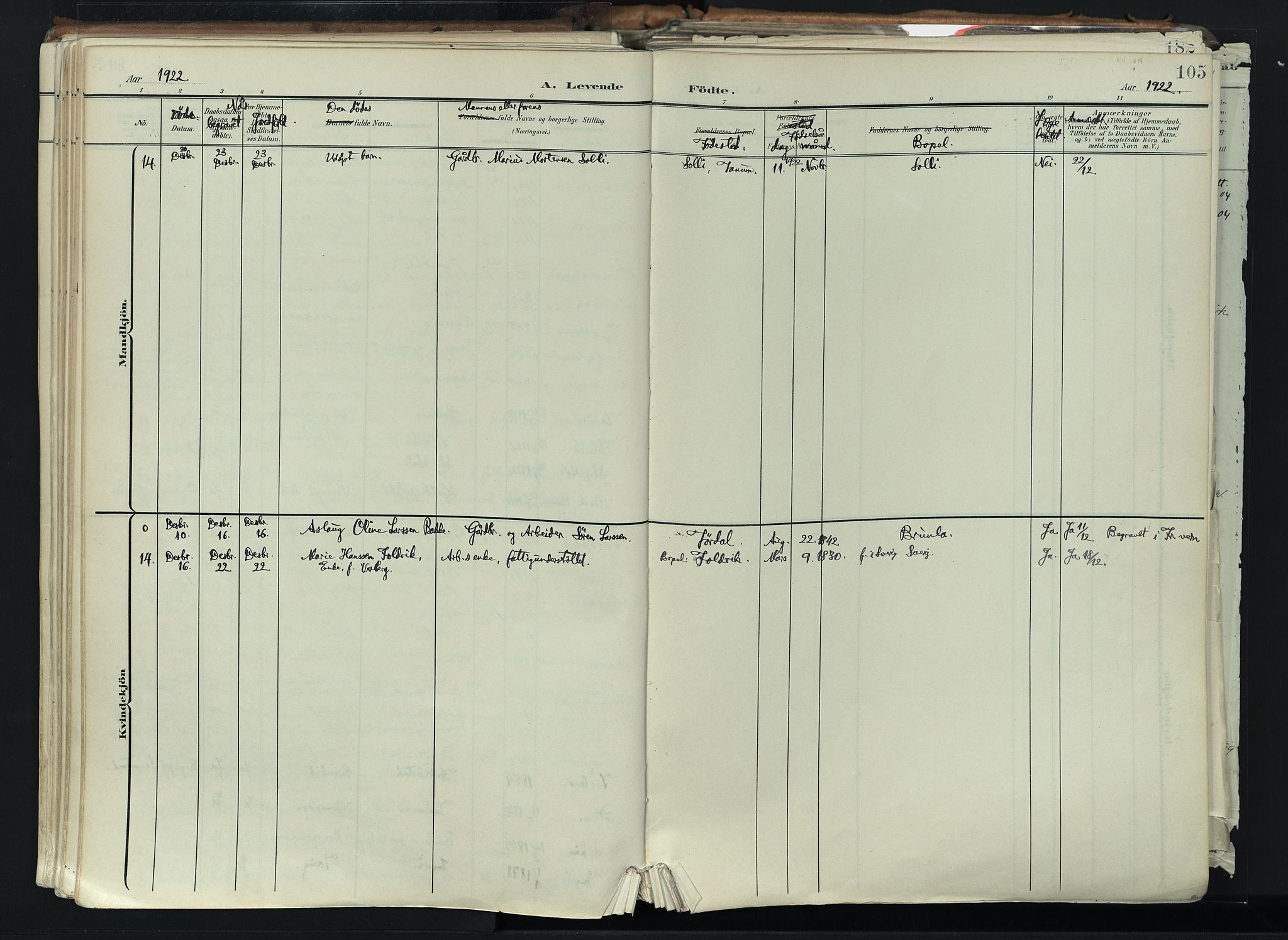 Brunlanes kirkebøker, AV/SAKO-A-342/F/Fc/L0003: Parish register (official) no. III 3, 1900-1922, p. 105