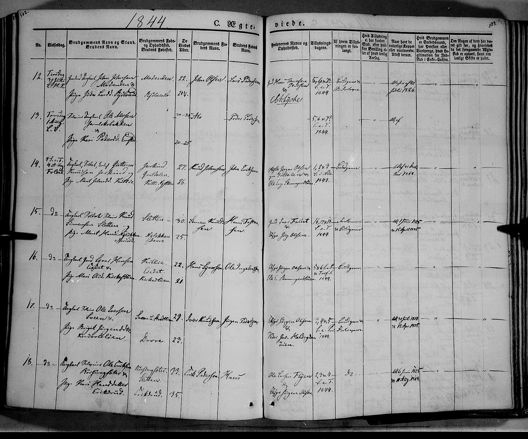Lesja prestekontor, SAH/PREST-068/H/Ha/Haa/L0006: Parish register (official) no. 6A, 1843-1854, p. 502-503