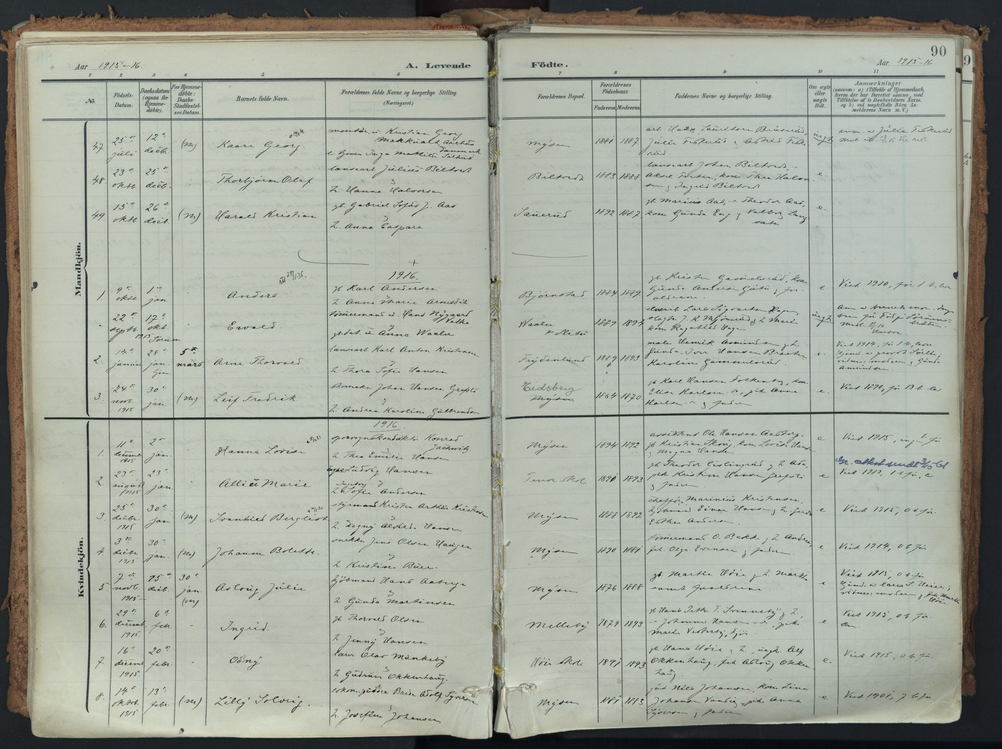 Eidsberg prestekontor Kirkebøker, AV/SAO-A-10905/F/Fa/L0014: Parish register (official) no. I 14, 1902-1919, p. 90