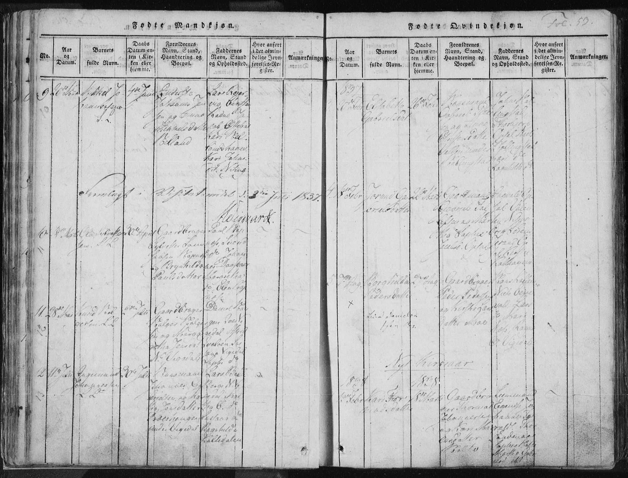 Vikedal sokneprestkontor, SAST/A-101840/01/IV: Parish register (official) no. A 3, 1817-1850, p. 53