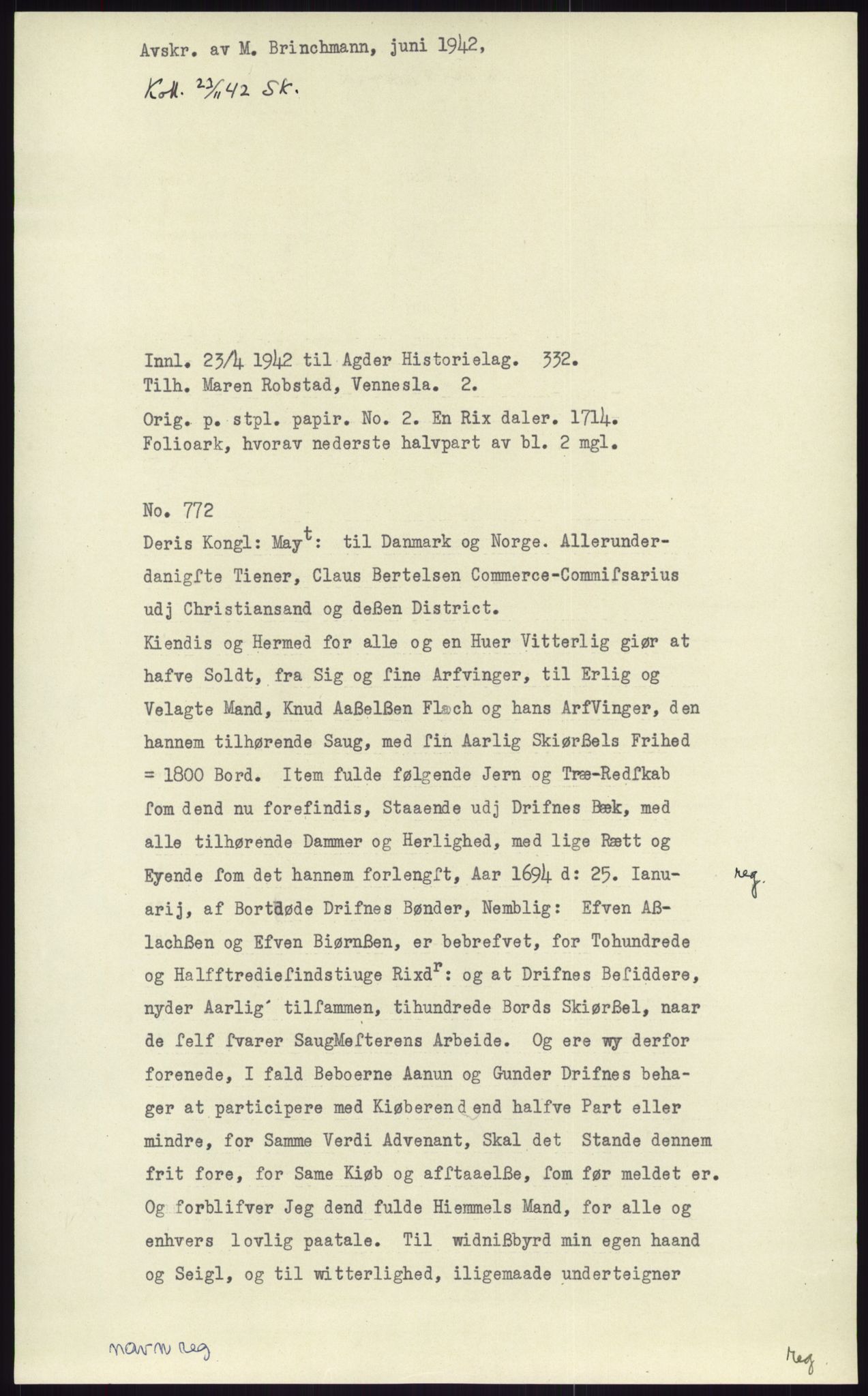 Samlinger til kildeutgivelse, Diplomavskriftsamlingen, RA/EA-4053/H/Ha, p. 2462