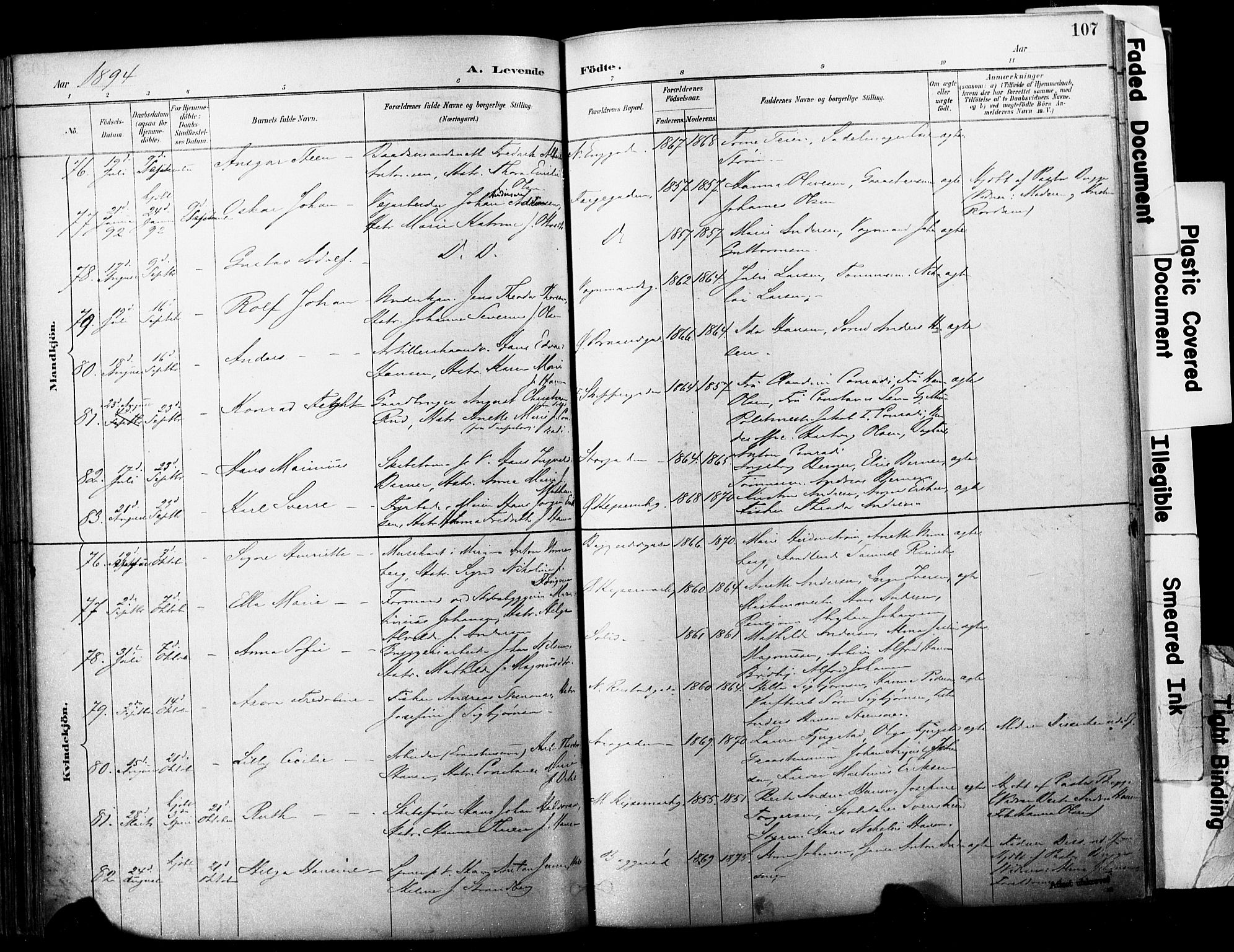 Horten kirkebøker, SAKO/A-348/F/Fa/L0004: Parish register (official) no. 4, 1888-1895, p. 107