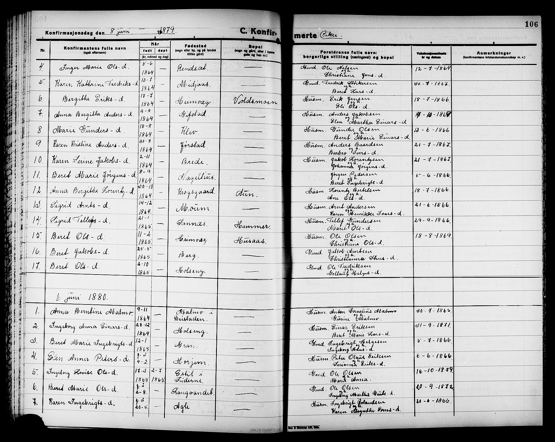 Ministerialprotokoller, klokkerbøker og fødselsregistre - Nord-Trøndelag, SAT/A-1458/749/L0486: Parish register (official) no. 749D02, 1873-1887, p. 106