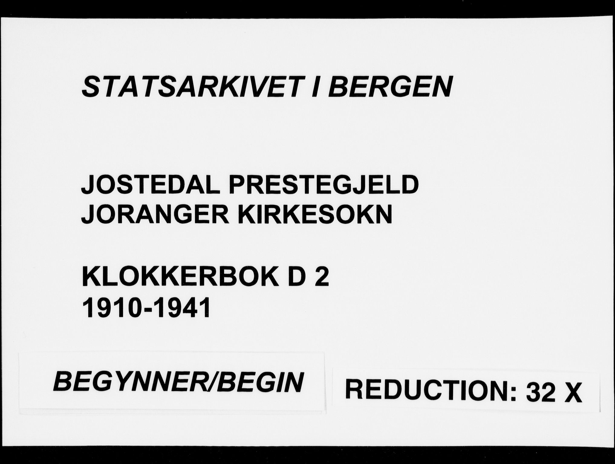 Jostedal sokneprestembete, AV/SAB-A-80601/H/Hab/Habd/L0002: Parish register (copy) no. D 2, 1910-1941