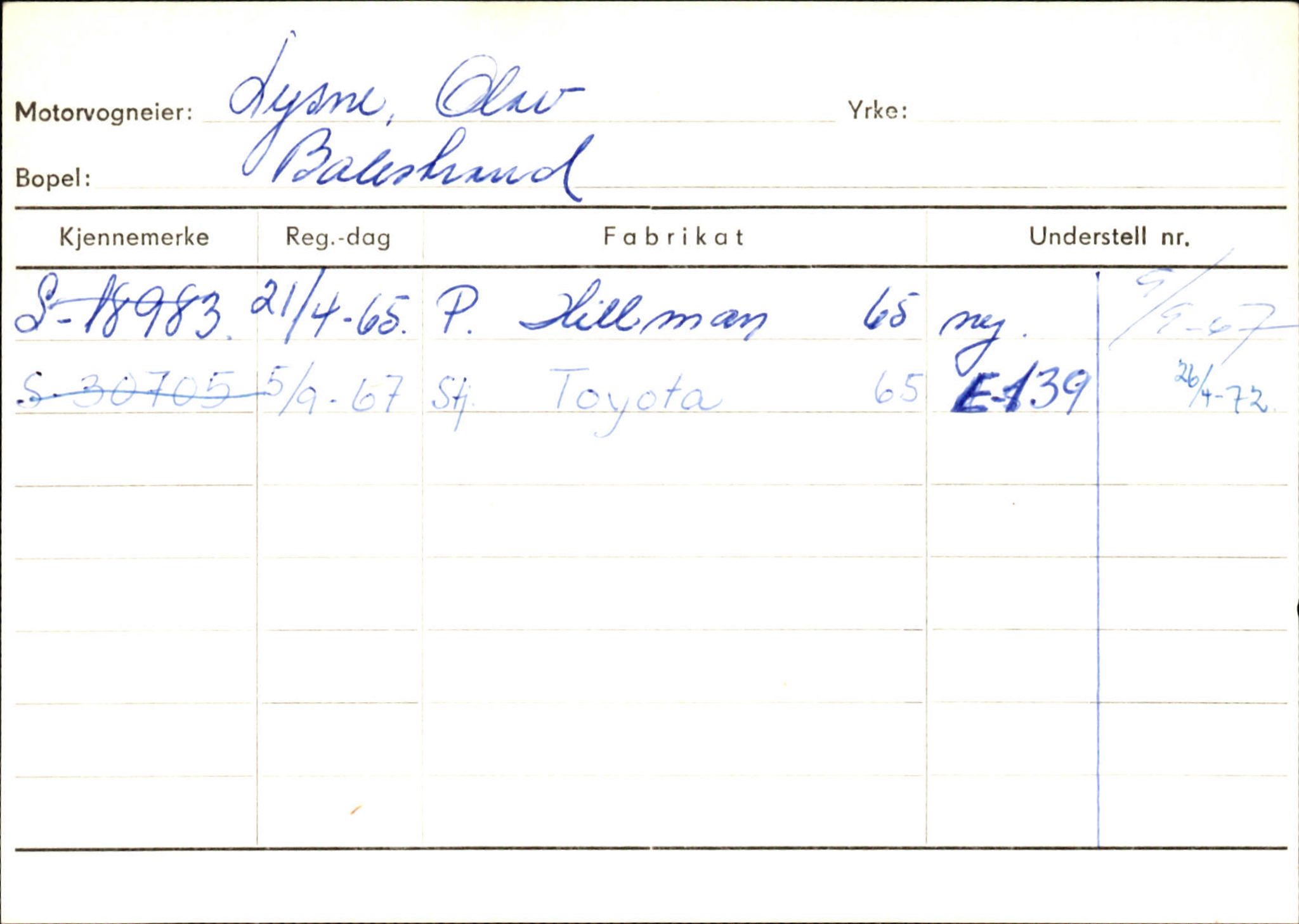 Statens vegvesen, Sogn og Fjordane vegkontor, SAB/A-5301/4/F/L0132: Eigarregister Askvoll A-Å. Balestrand A-Å, 1945-1975, p. 2013