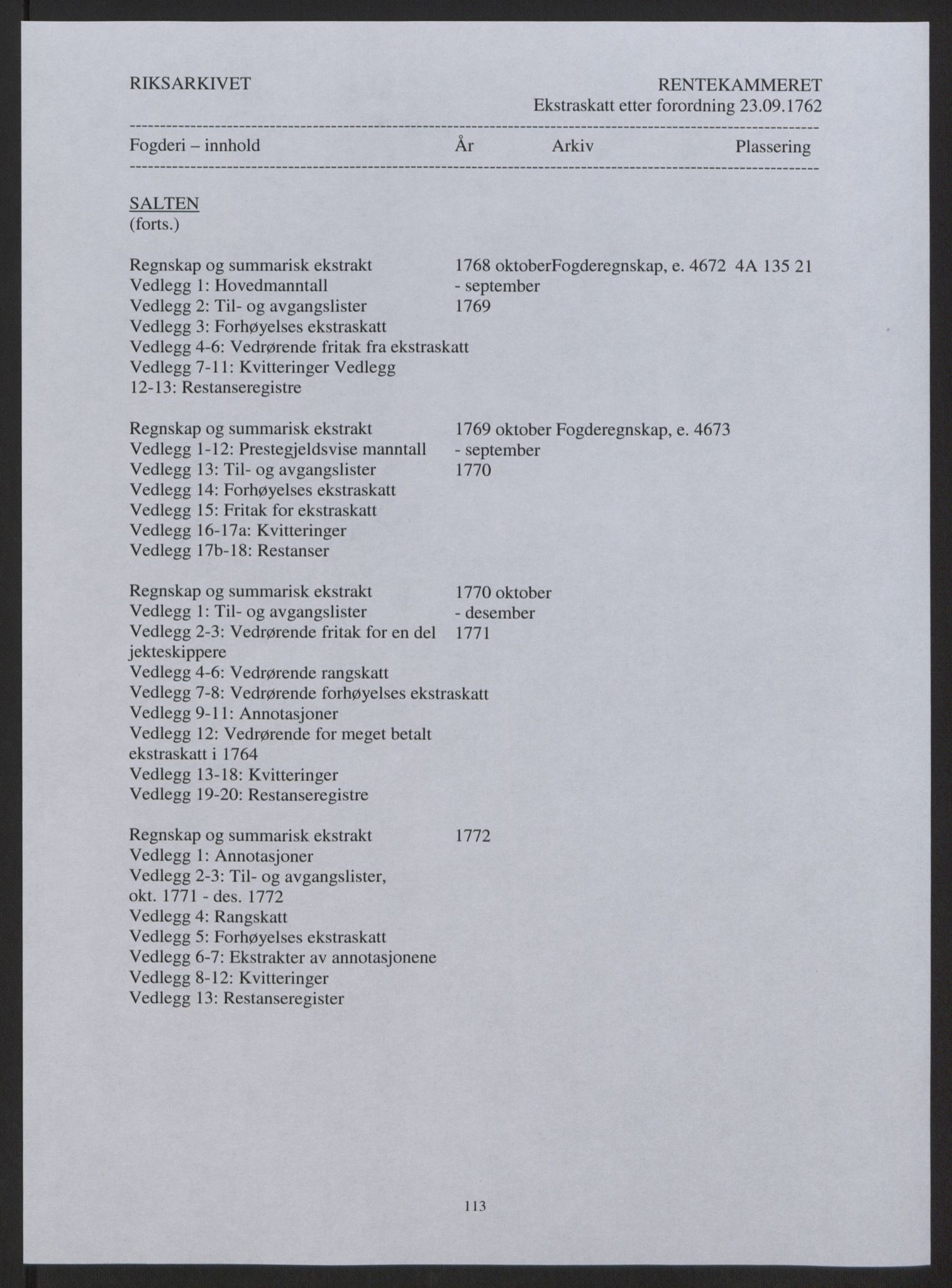 Rentekammeret inntil 1814, Reviderte regnskaper, Fogderegnskap, AV/RA-EA-4092/R66/L4670: Ekstraskatten Salten, 1762-1764, p. 3