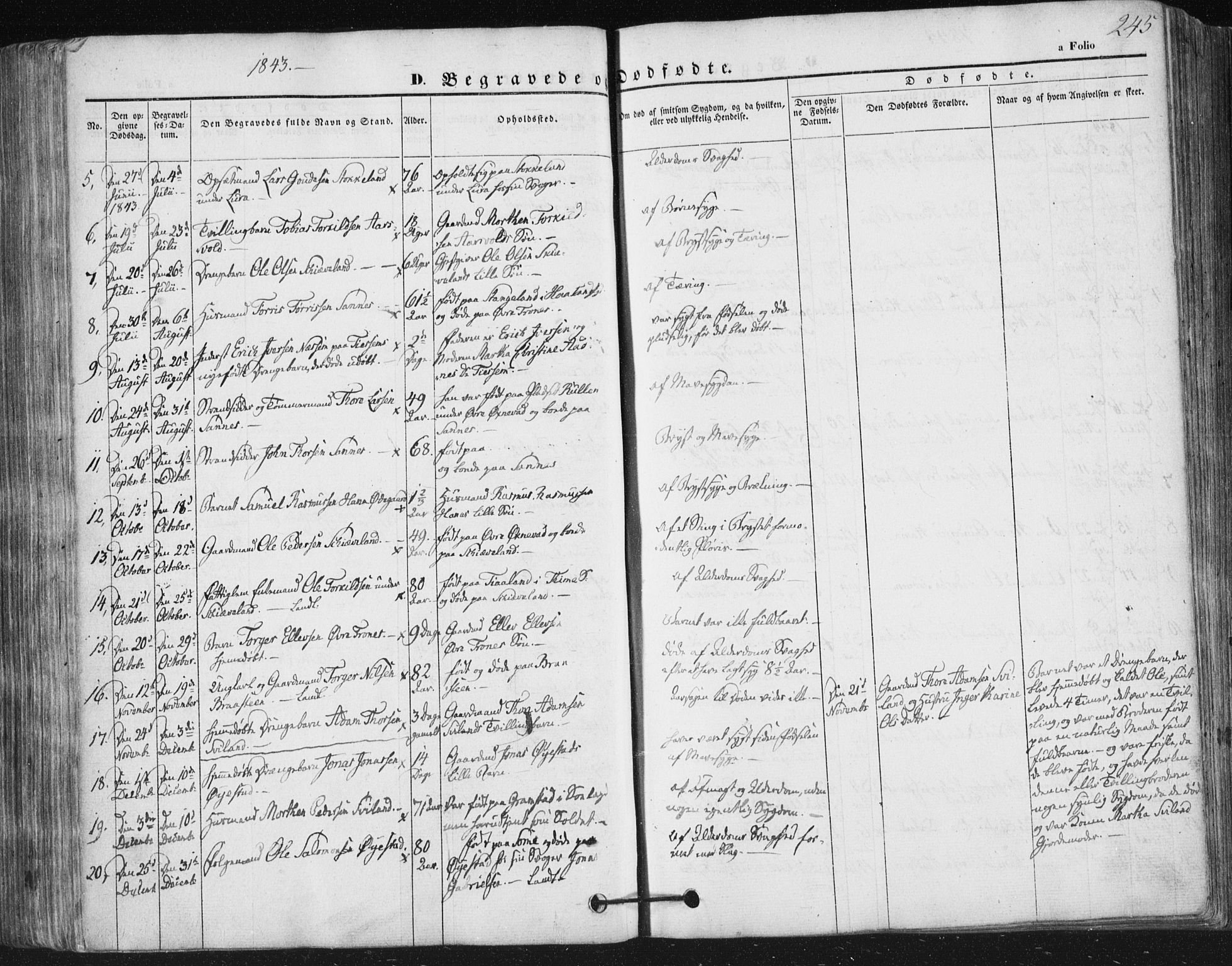 Høyland sokneprestkontor, SAST/A-101799/001/30BA/L0008: Parish register (official) no. A 8, 1841-1856, p. 245