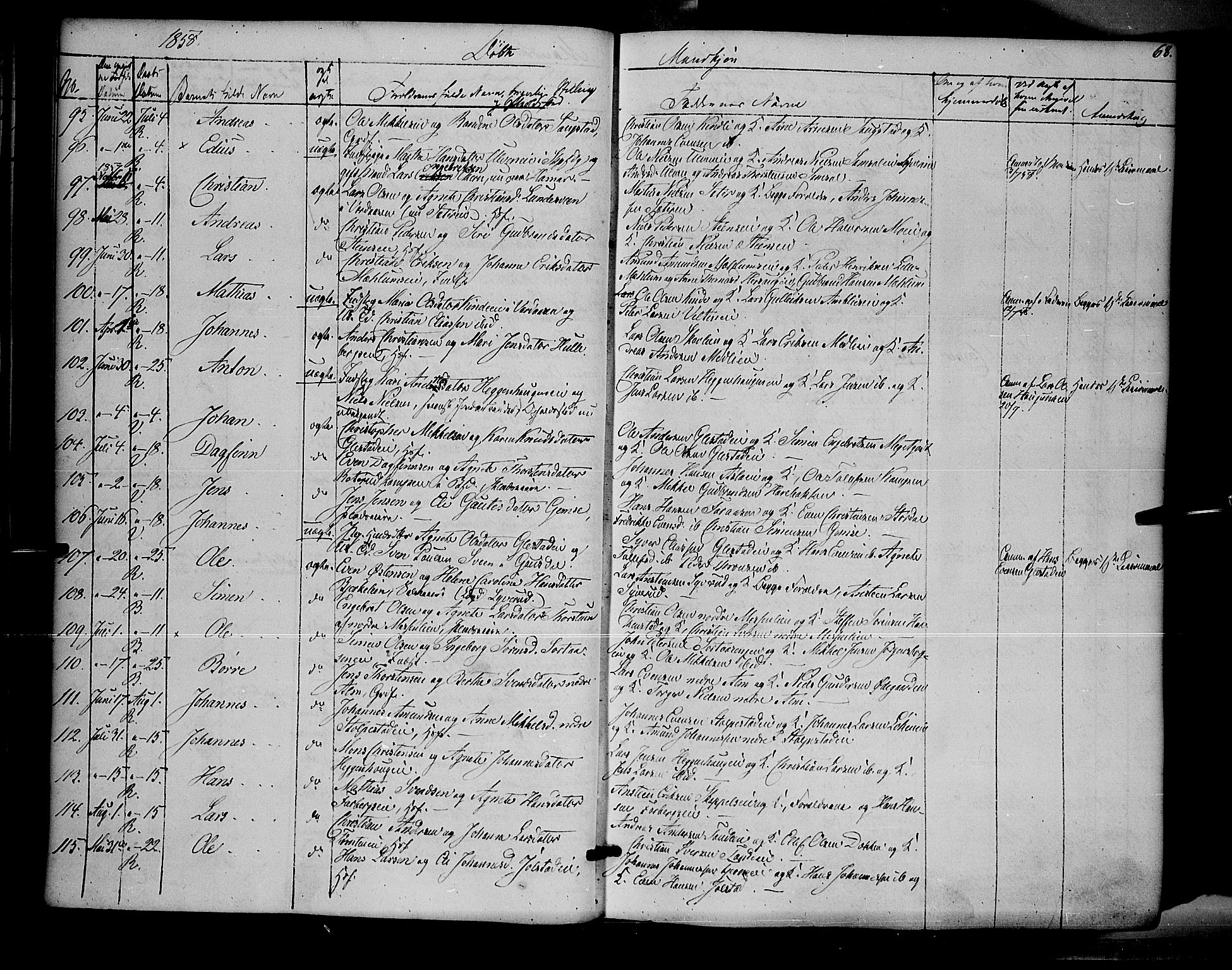 Ringsaker prestekontor, SAH/PREST-014/K/Ka/L0009: Parish register (official) no. 9, 1850-1860, p. 68