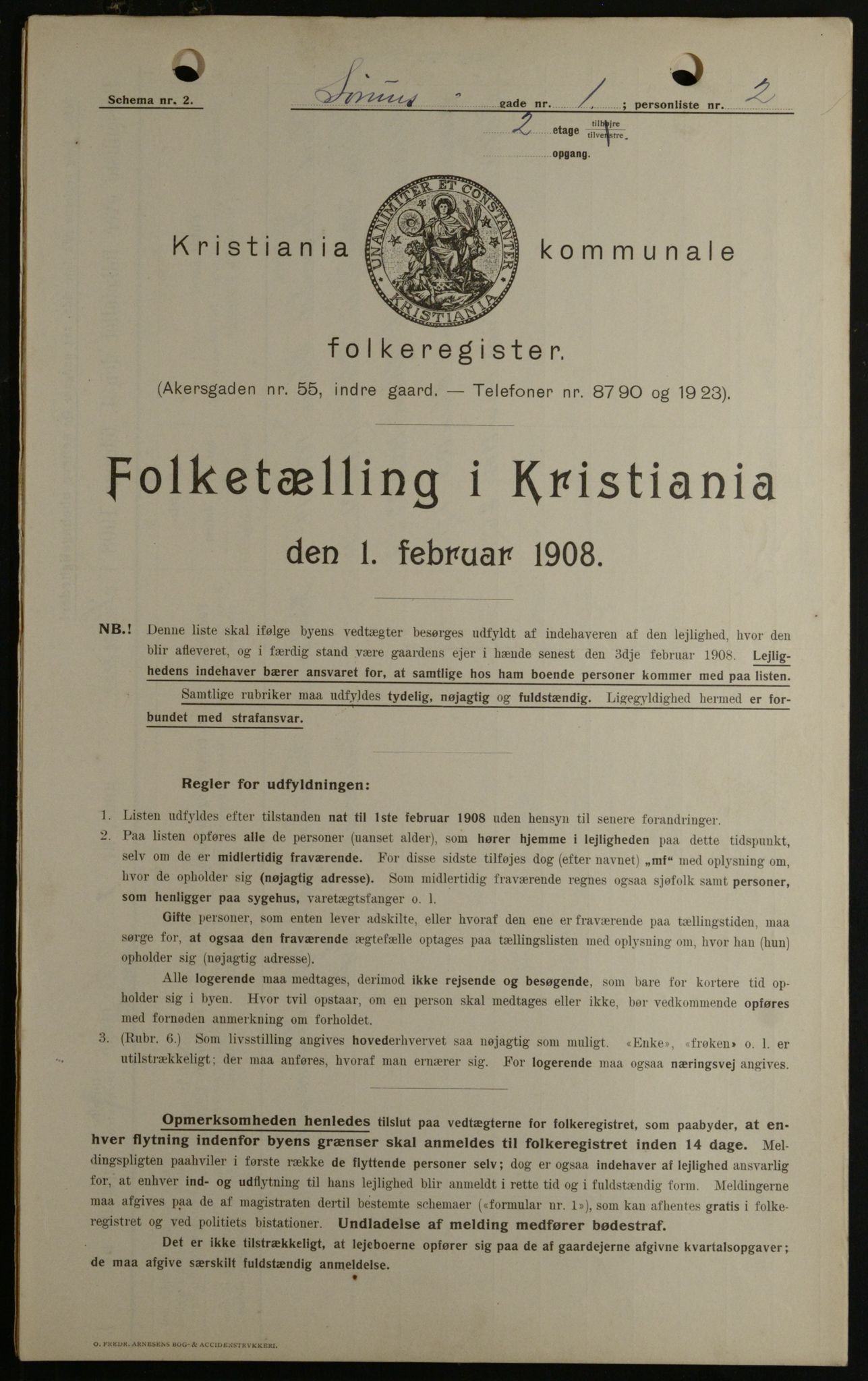 OBA, Municipal Census 1908 for Kristiania, 1908, p. 96072