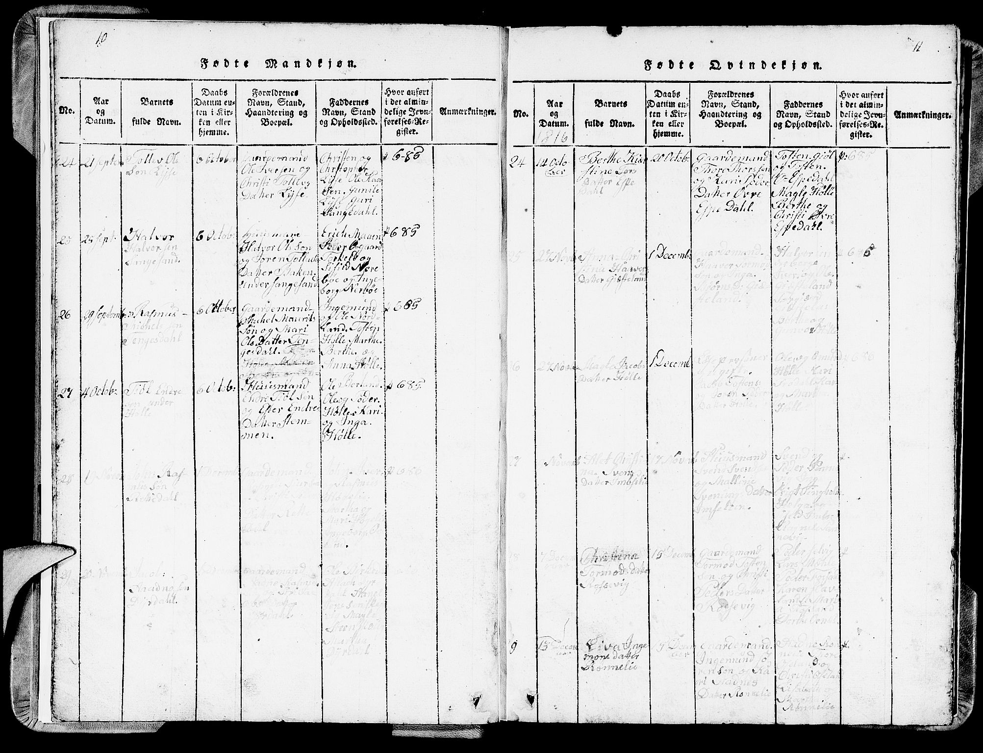 Strand sokneprestkontor, AV/SAST-A-101828/H/Ha/Hab/L0002: Parish register (copy) no. B 2, 1816-1854, p. 10-11