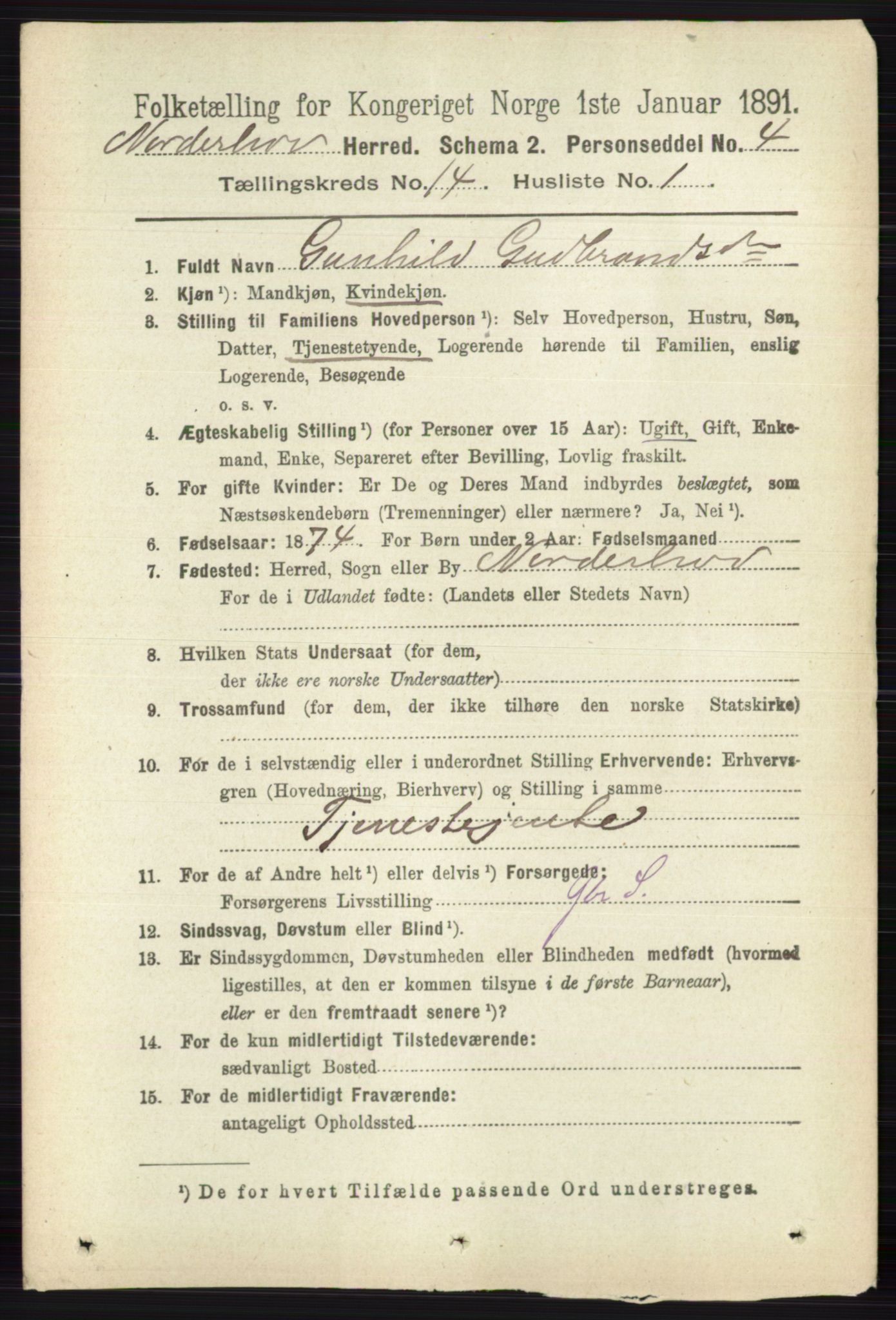 RA, 1891 census for 0613 Norderhov, 1891, p. 9332