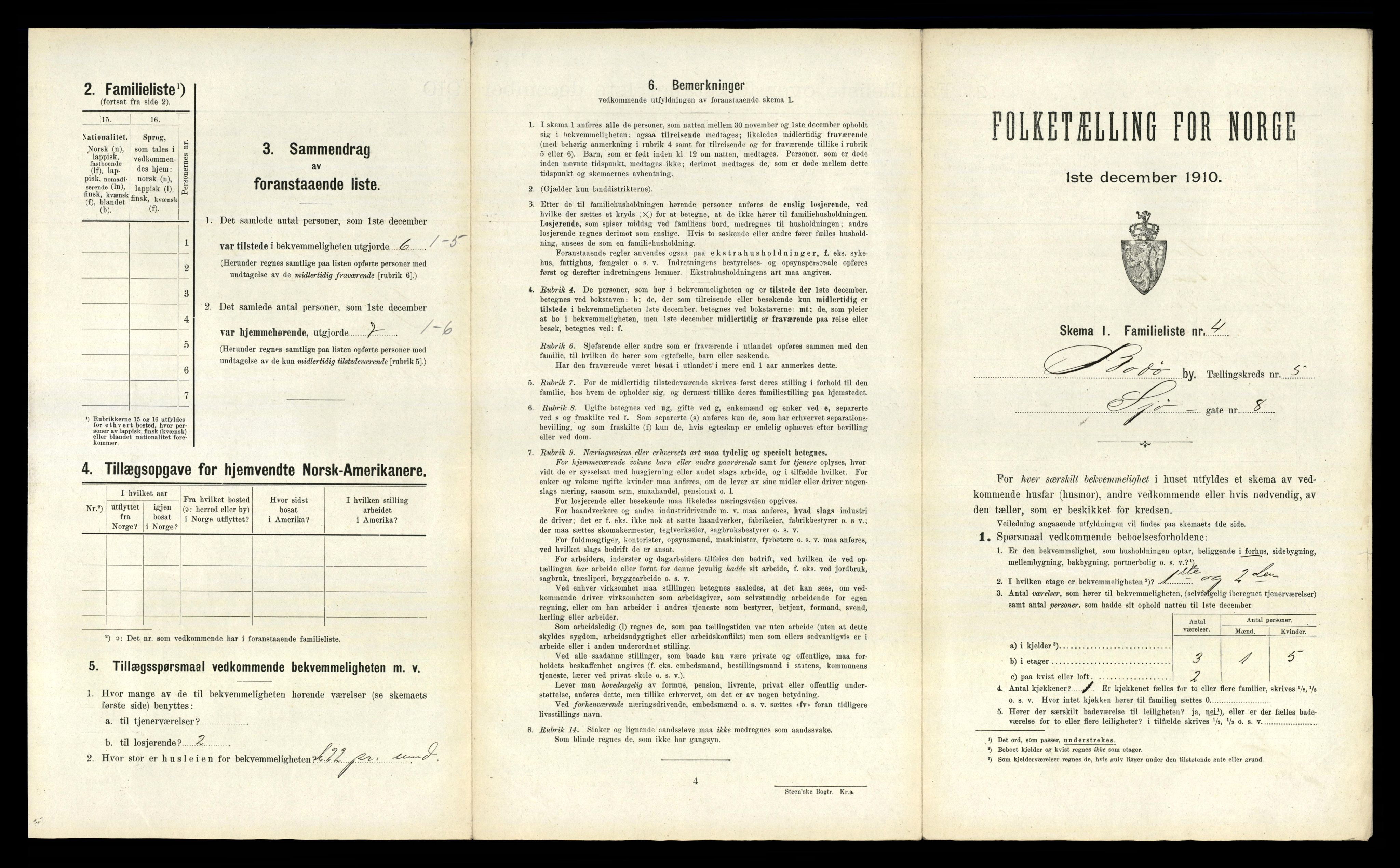 RA, 1910 census for Bodø, 1910, p. 1309