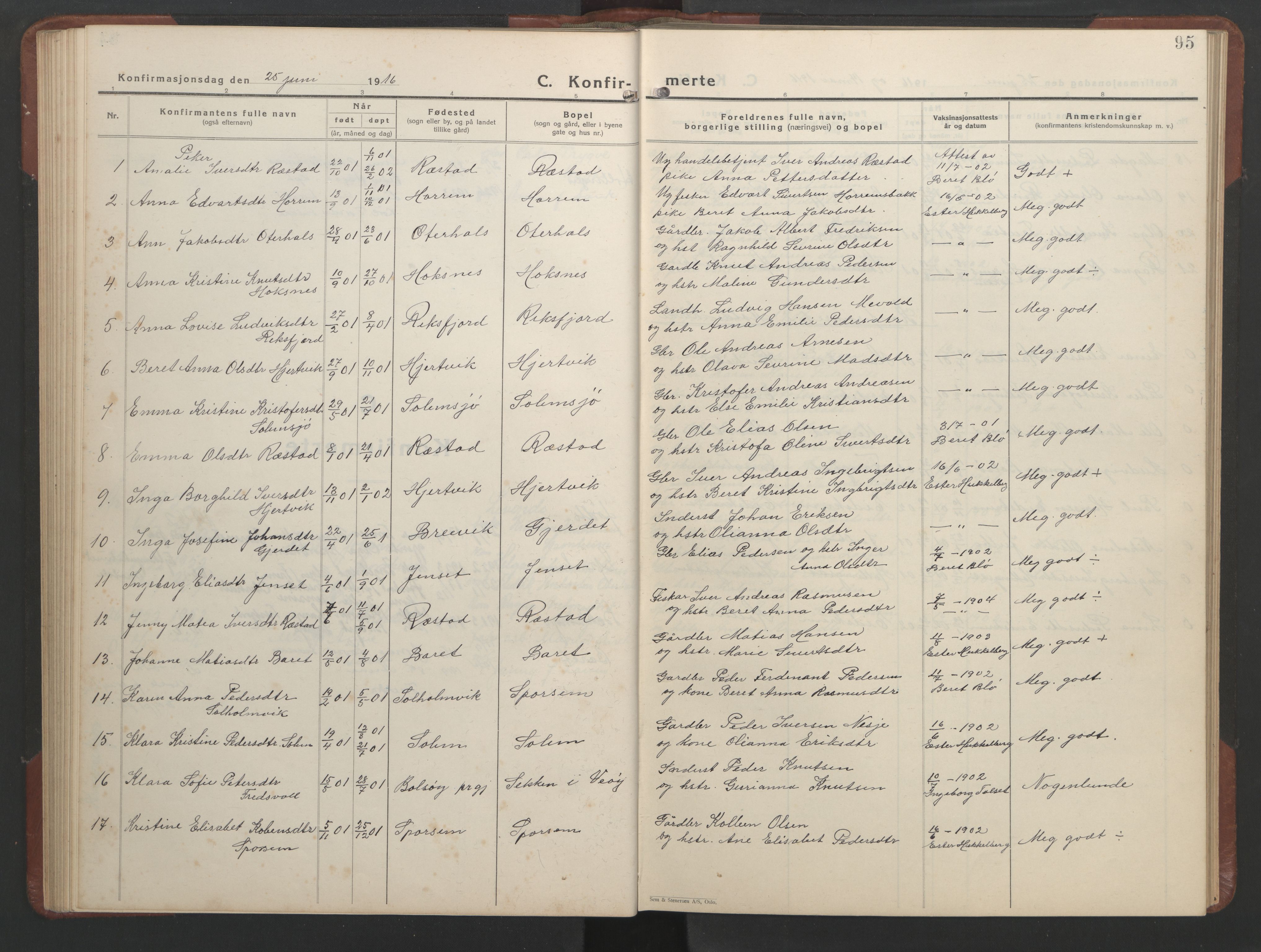 Ministerialprotokoller, klokkerbøker og fødselsregistre - Møre og Romsdal, SAT/A-1454/560/L0726: Parish register (copy) no. 560C03, 1928-1952, p. 95