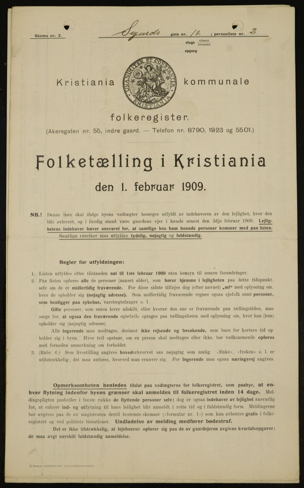 OBA, Municipal Census 1909 for Kristiania, 1909, p. 86310