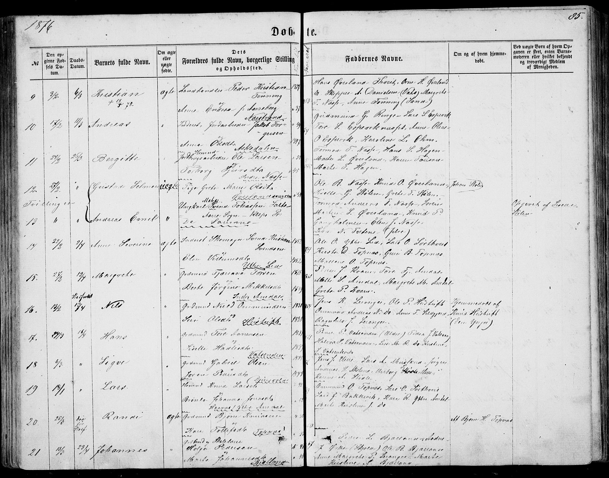 Nedstrand sokneprestkontor, SAST/A-101841/01/IV: Parish register (official) no. A 9, 1861-1876, p. 85