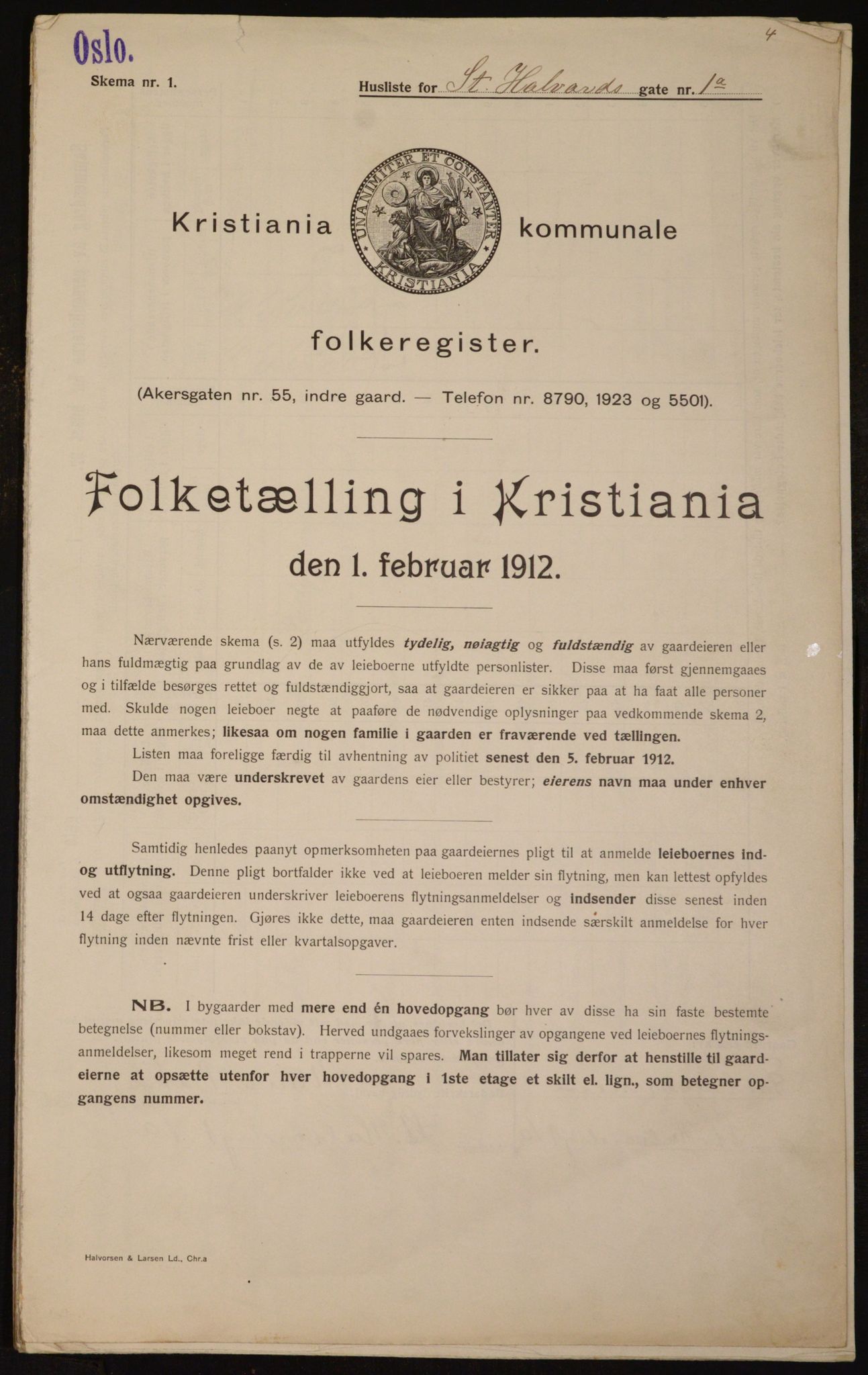 OBA, Municipal Census 1912 for Kristiania, 1912, p. 87640