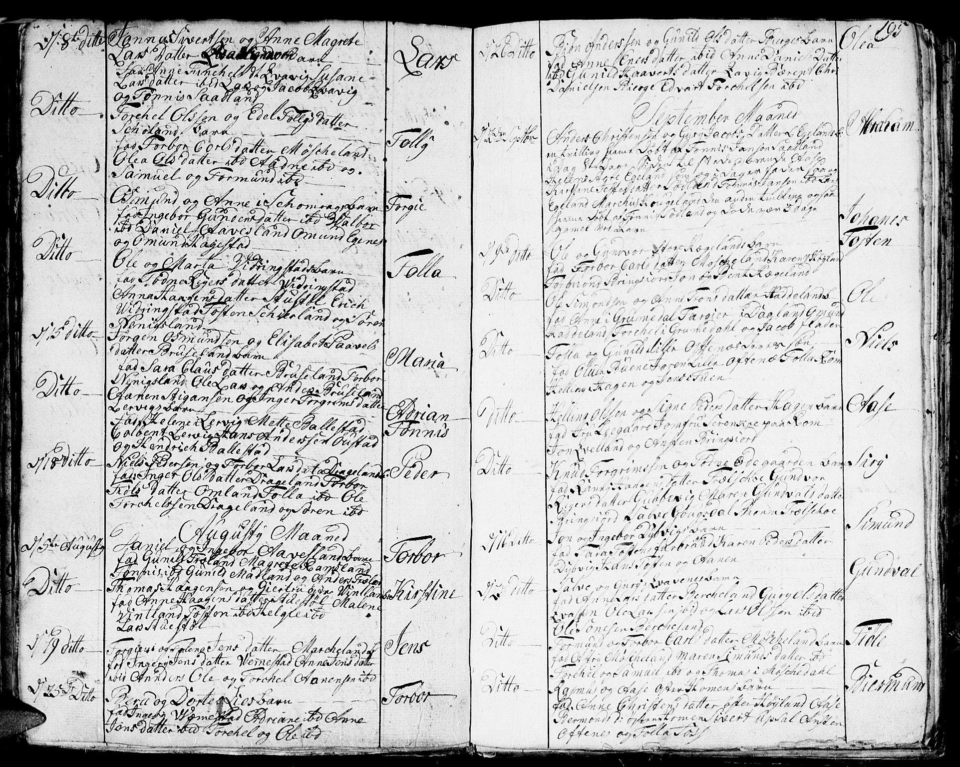 Lyngdal sokneprestkontor, AV/SAK-1111-0029/F/Fa/Fac/L0001: Parish register (official) no. A 1, 1727-1779, p. 195