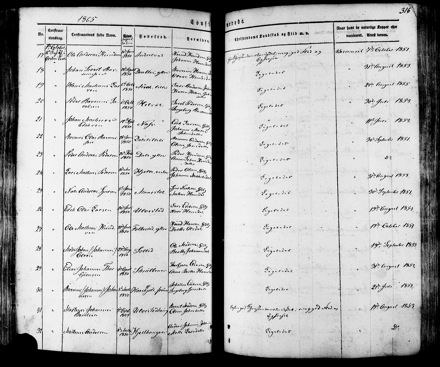 Ministerialprotokoller, klokkerbøker og fødselsregistre - Møre og Romsdal, SAT/A-1454/511/L0140: Parish register (official) no. 511A07, 1851-1878, p. 316