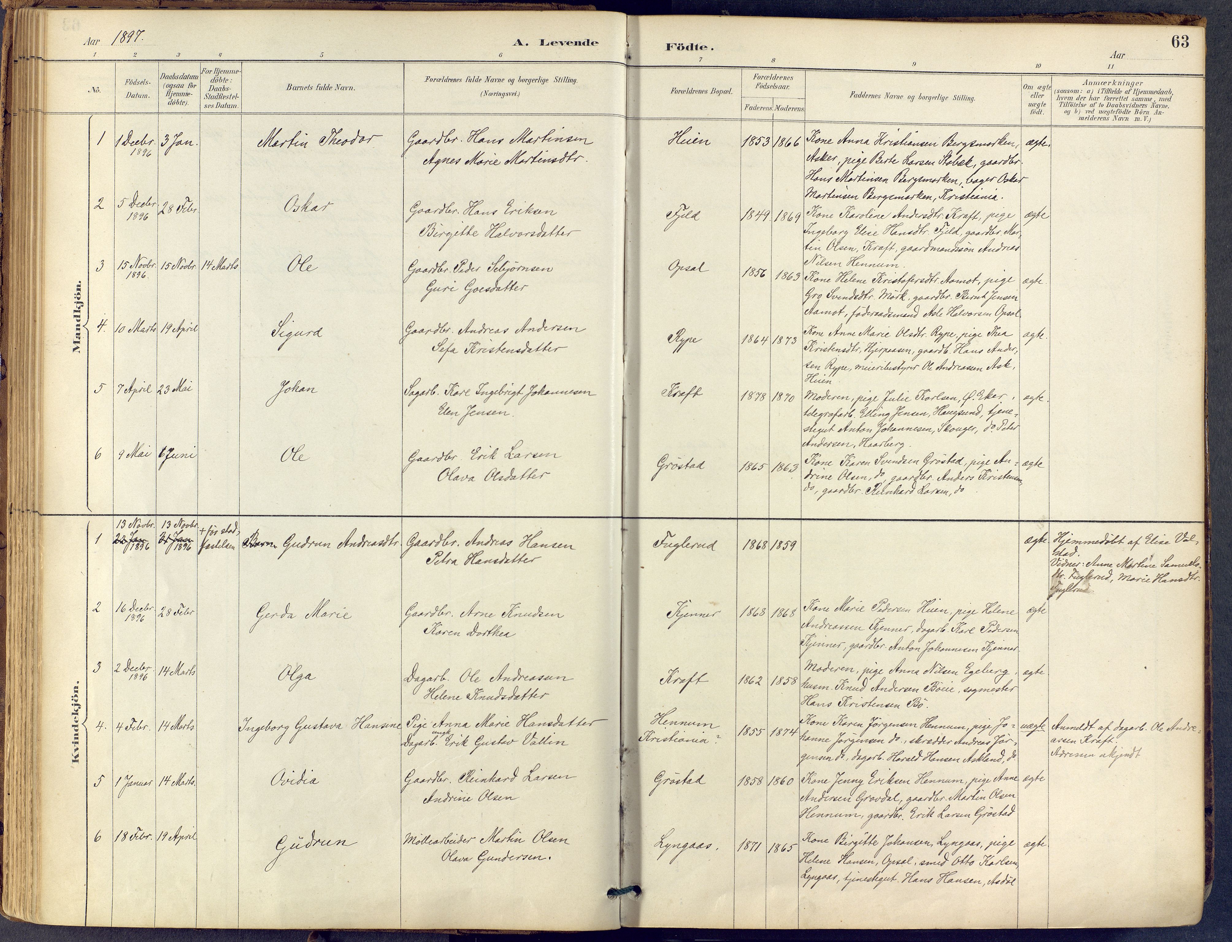 Lier kirkebøker, AV/SAKO-A-230/F/Fb/L0001: Parish register (official) no. II 1, 1883-1910, p. 63