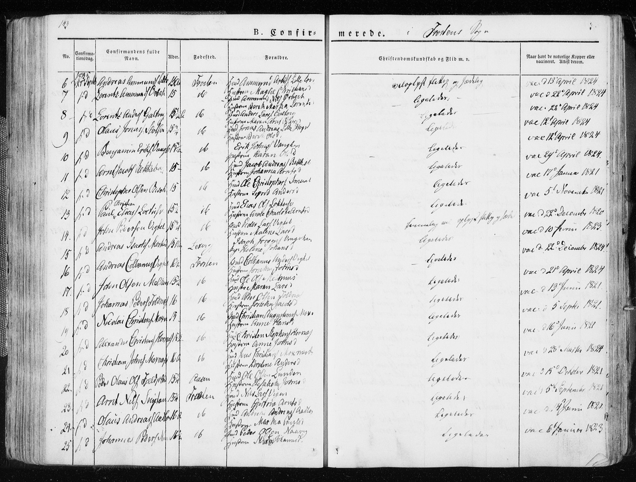 Ministerialprotokoller, klokkerbøker og fødselsregistre - Nord-Trøndelag, SAT/A-1458/713/L0114: Parish register (official) no. 713A05, 1827-1839, p. 143