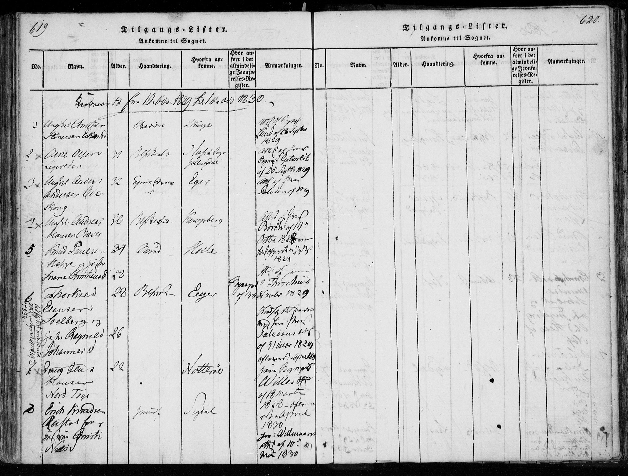 Modum kirkebøker, AV/SAKO-A-234/F/Fa/L0005: Parish register (official) no. 5, 1824-1841, p. 619-620