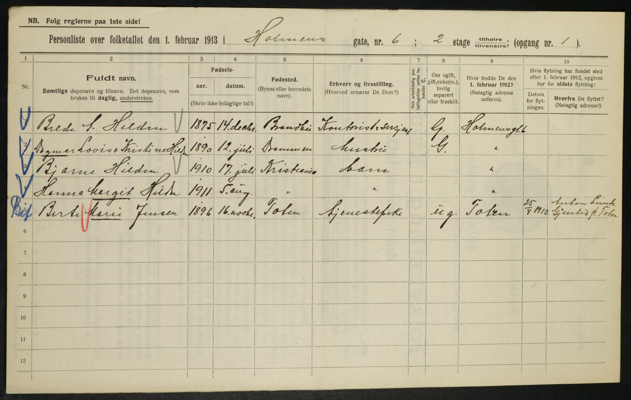 OBA, Municipal Census 1913 for Kristiania, 1913, p. 40693