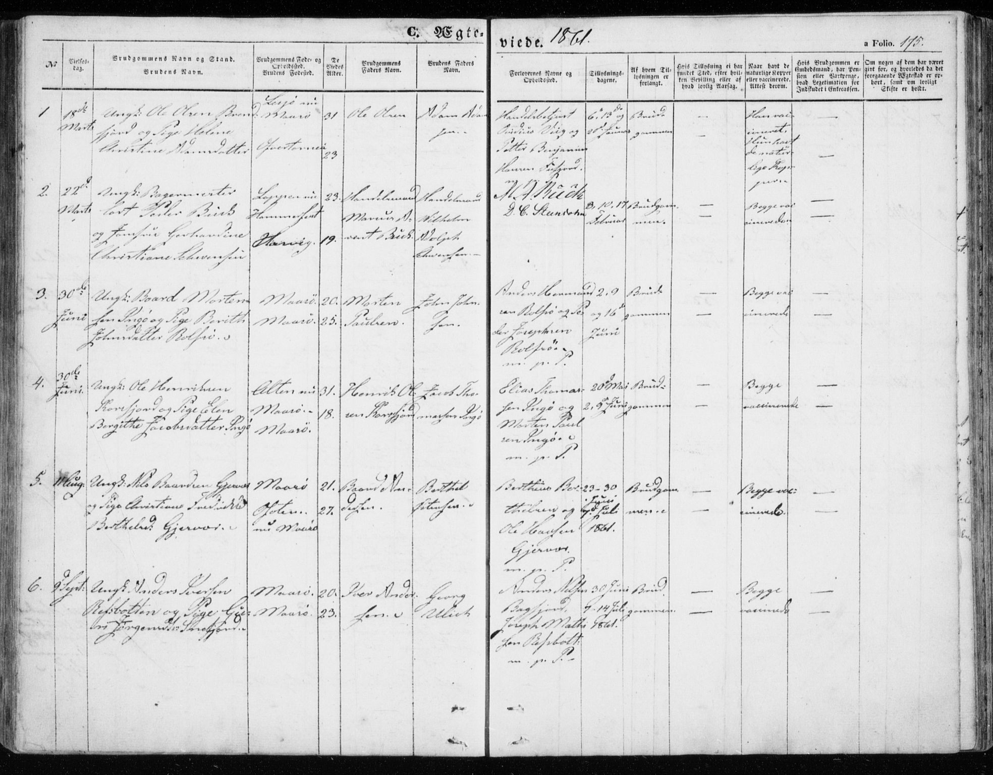Måsøy sokneprestkontor, SATØ/S-1348/H/Ha/L0002kirke: Parish register (official) no. 2, 1852-1865, p. 175